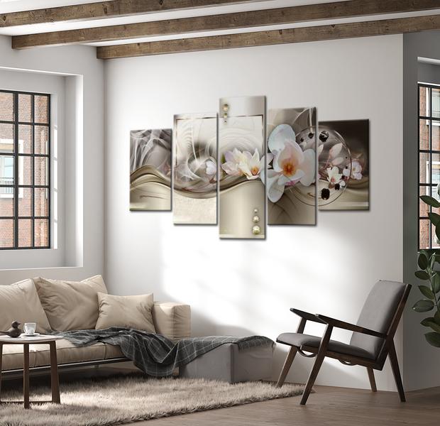 Glam Canvas Wall Art - Soft Golden Glow - 5 Pieces