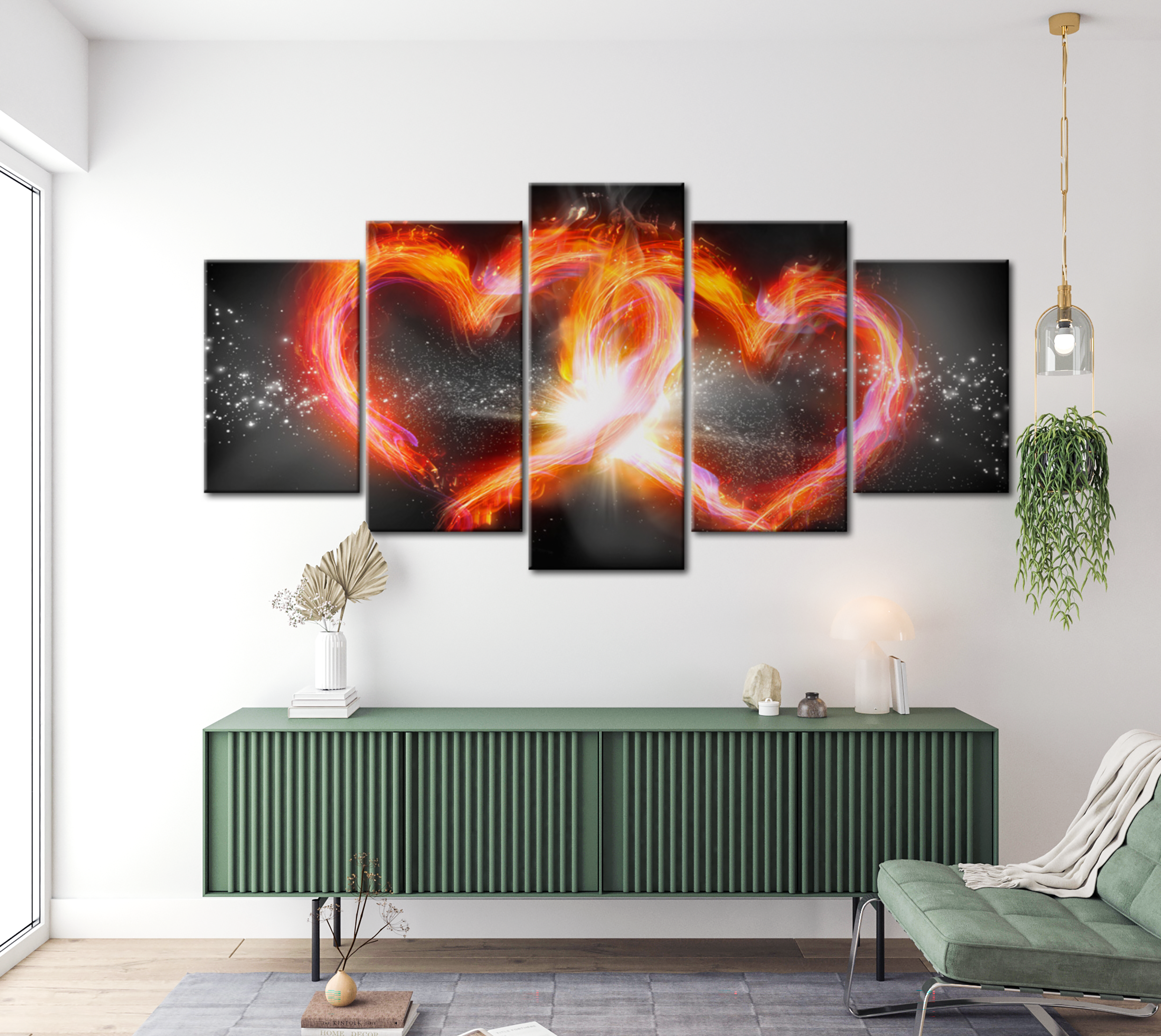 Glam Canvas Wall Art - Sparkling Flames - 5 Pieces