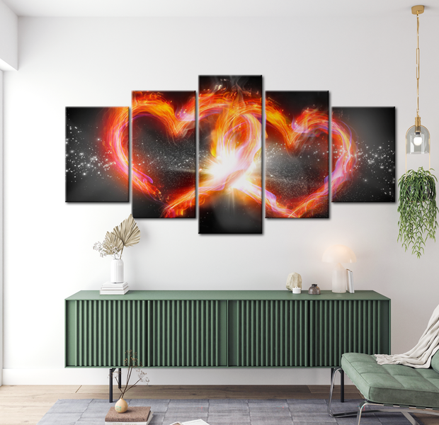 Glam Canvas Wall Art - Sparkling Flames - 5 Pieces