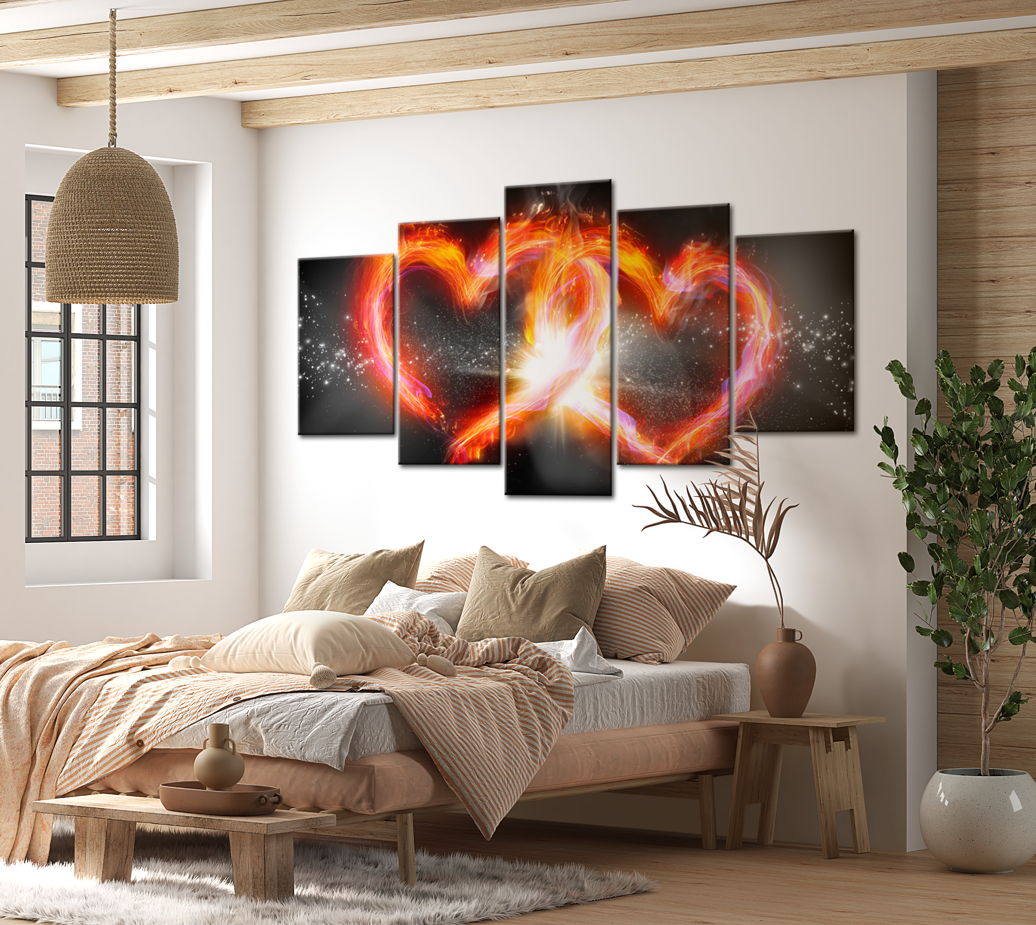 Glam Canvas Wall Art - Sparkling Flames - 5 Pieces