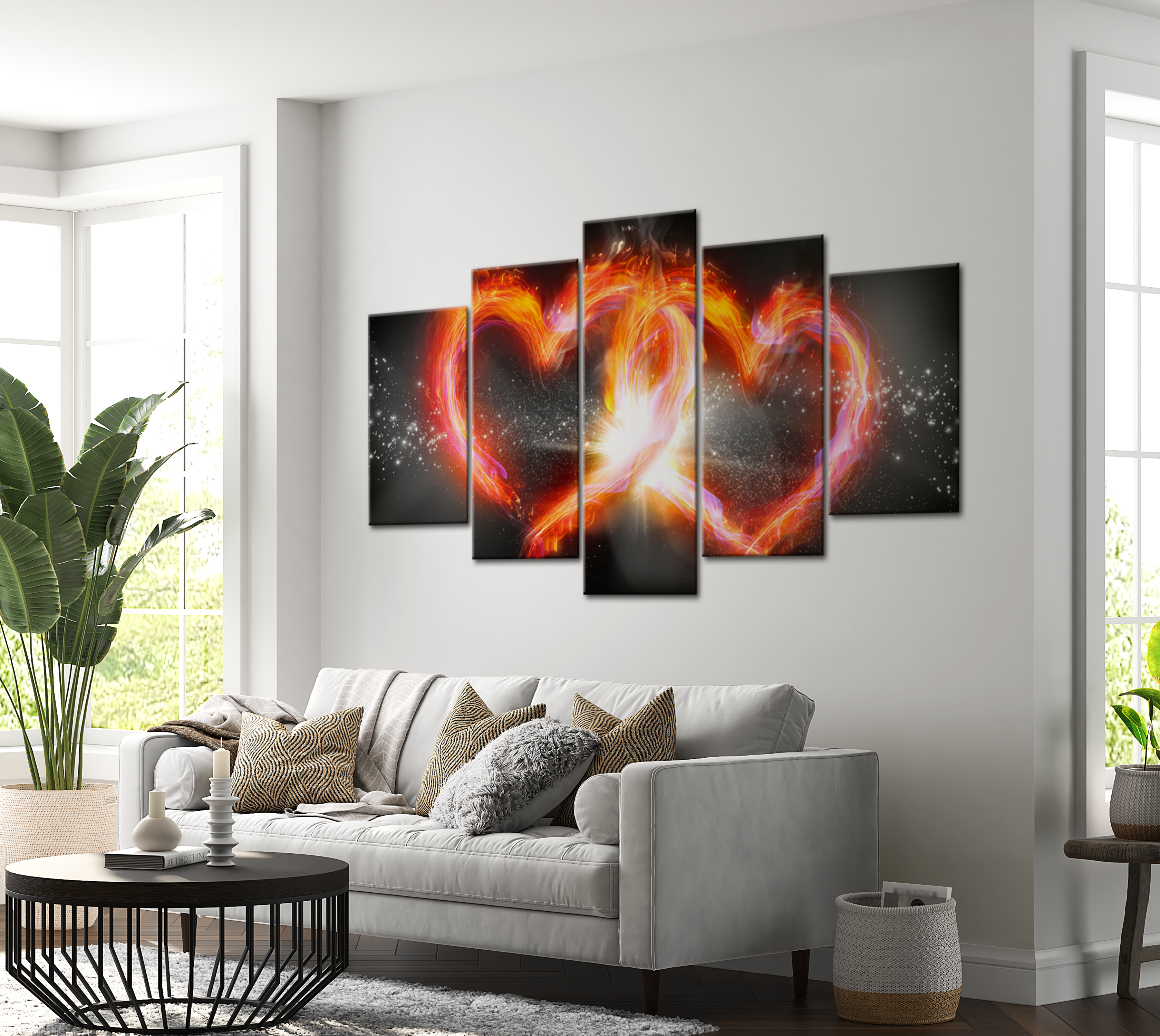 Glam Canvas Wall Art - Sparkling Flames - 5 Pieces