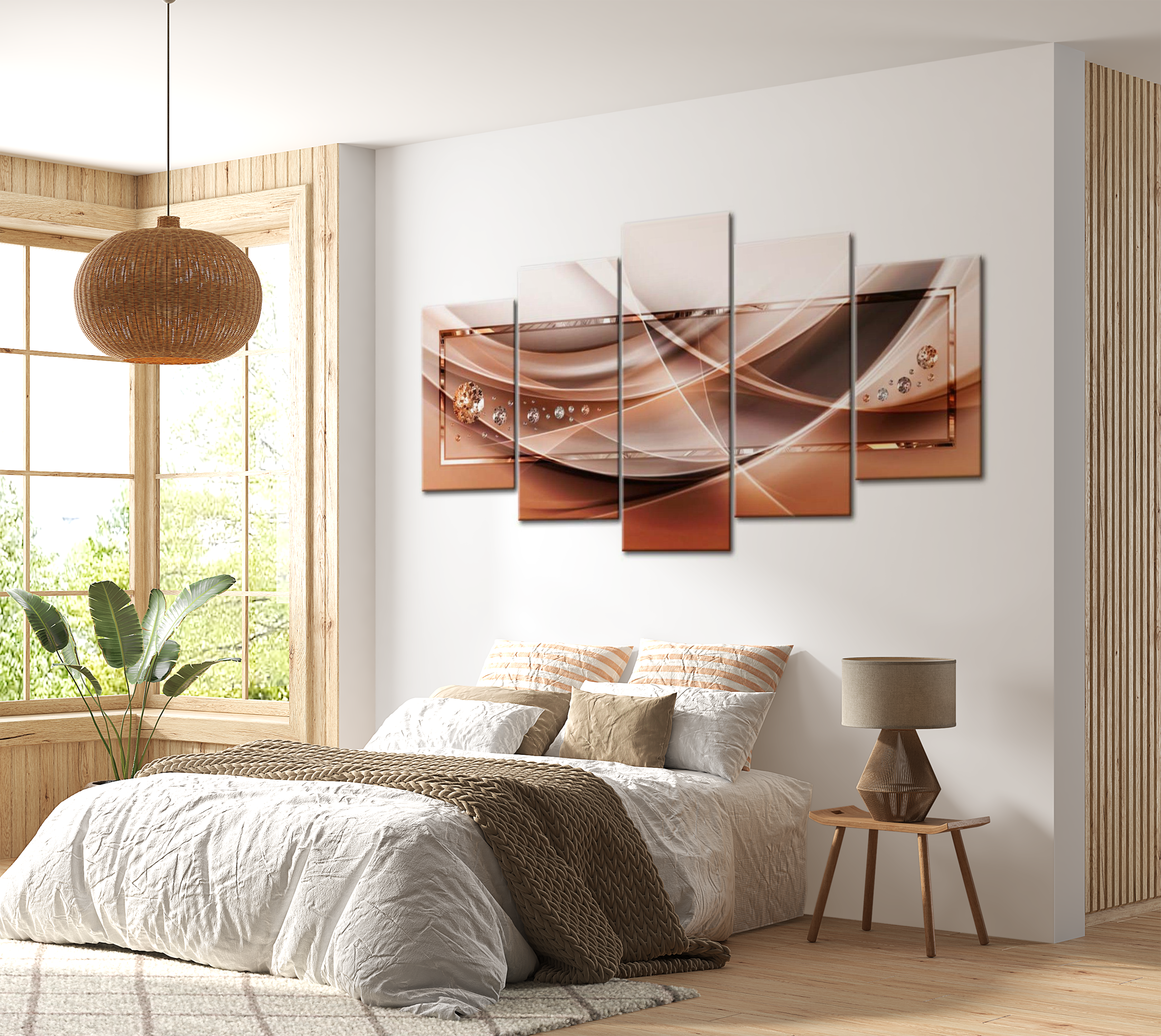 Glam Canvas Wall Art - Stream Of Blaze - 5 Pieces