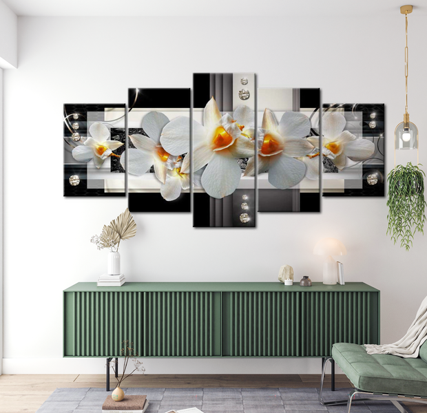 Glam Canvas Wall Art - Sunny Orchids - 5 Pieces