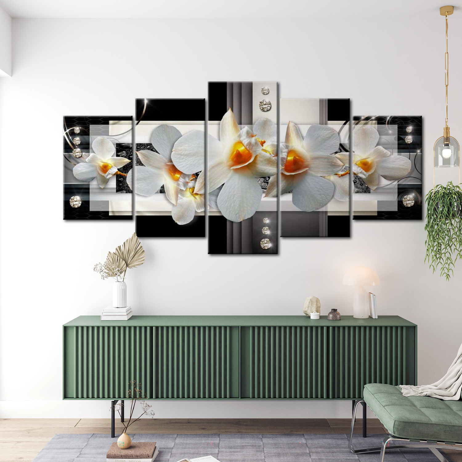 Stretched Canvas Glamour Art - Sunny Orchids 40"Wx20"H