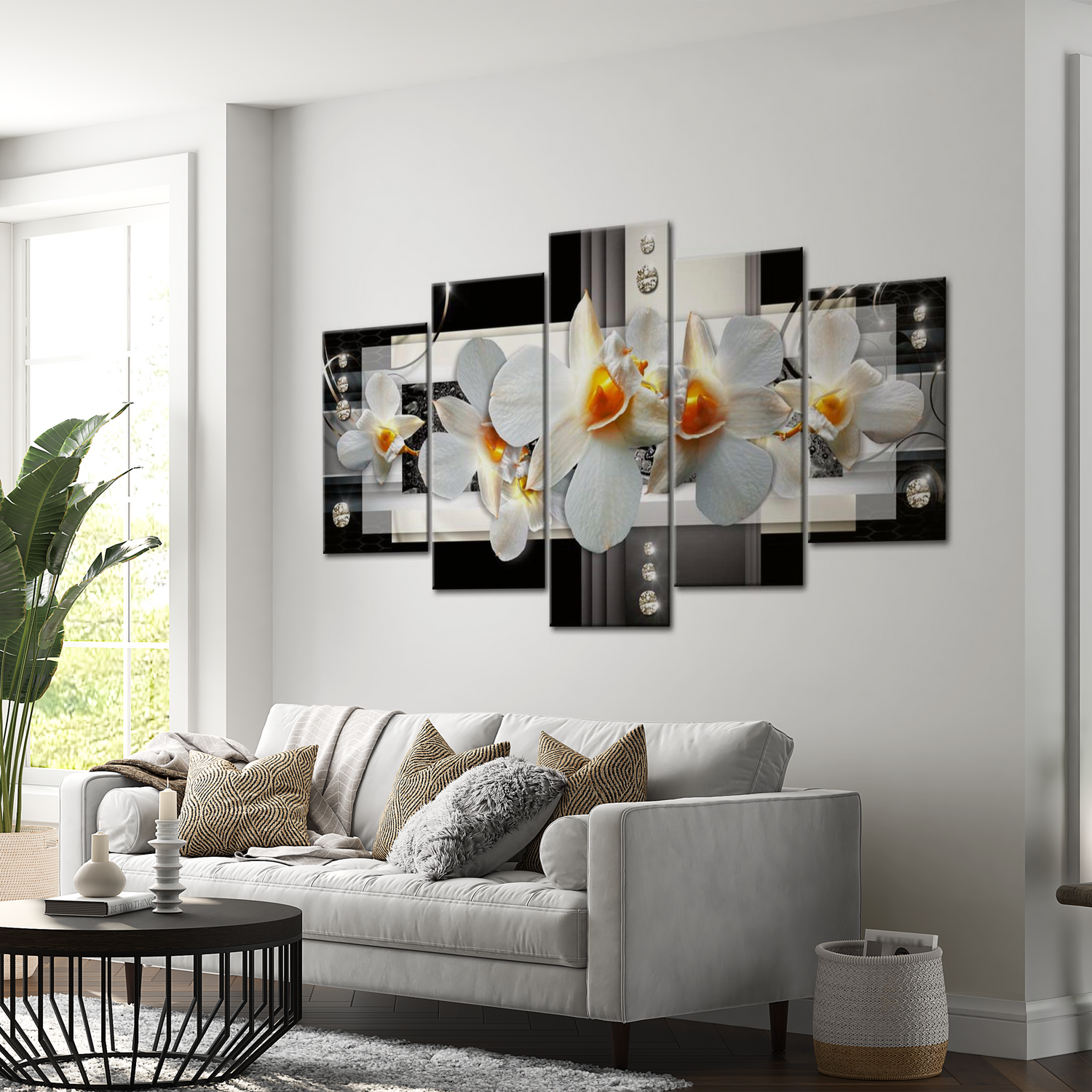 Stretched Canvas Glamour Art - Sunny Orchids 40"Wx20"H
