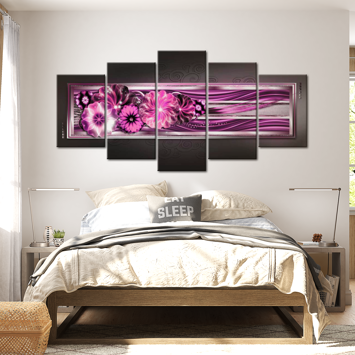 Stretched Canvas Glamour Art - In Pink Waves 40"Wx20"H