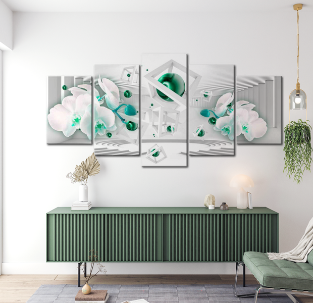 Glam Canvas Wall Art - Turquoise 3D Dance - 5 Pieces