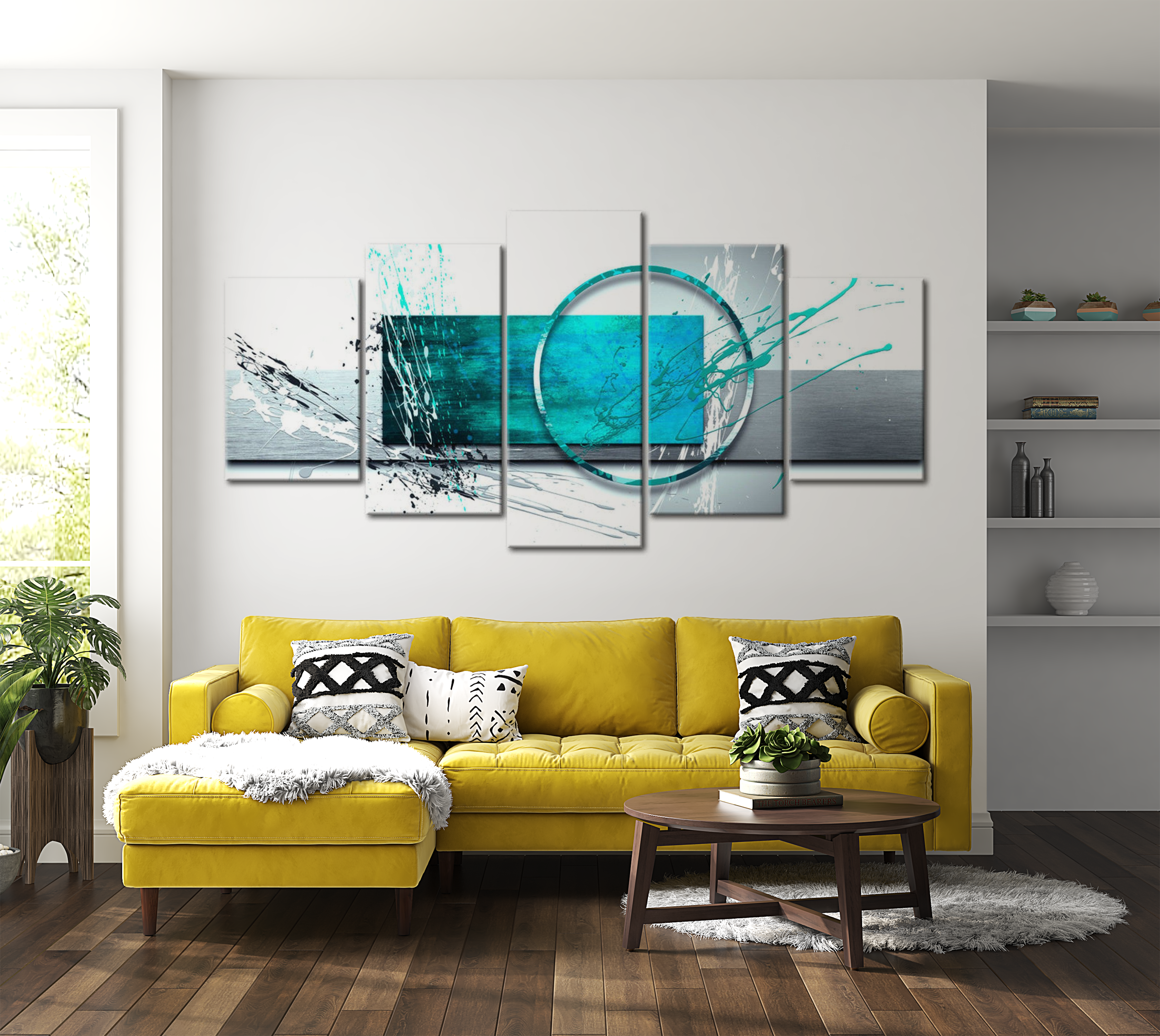 Stretched Canvas Glamour Art - Turquoise Expression 40"Wx20"H