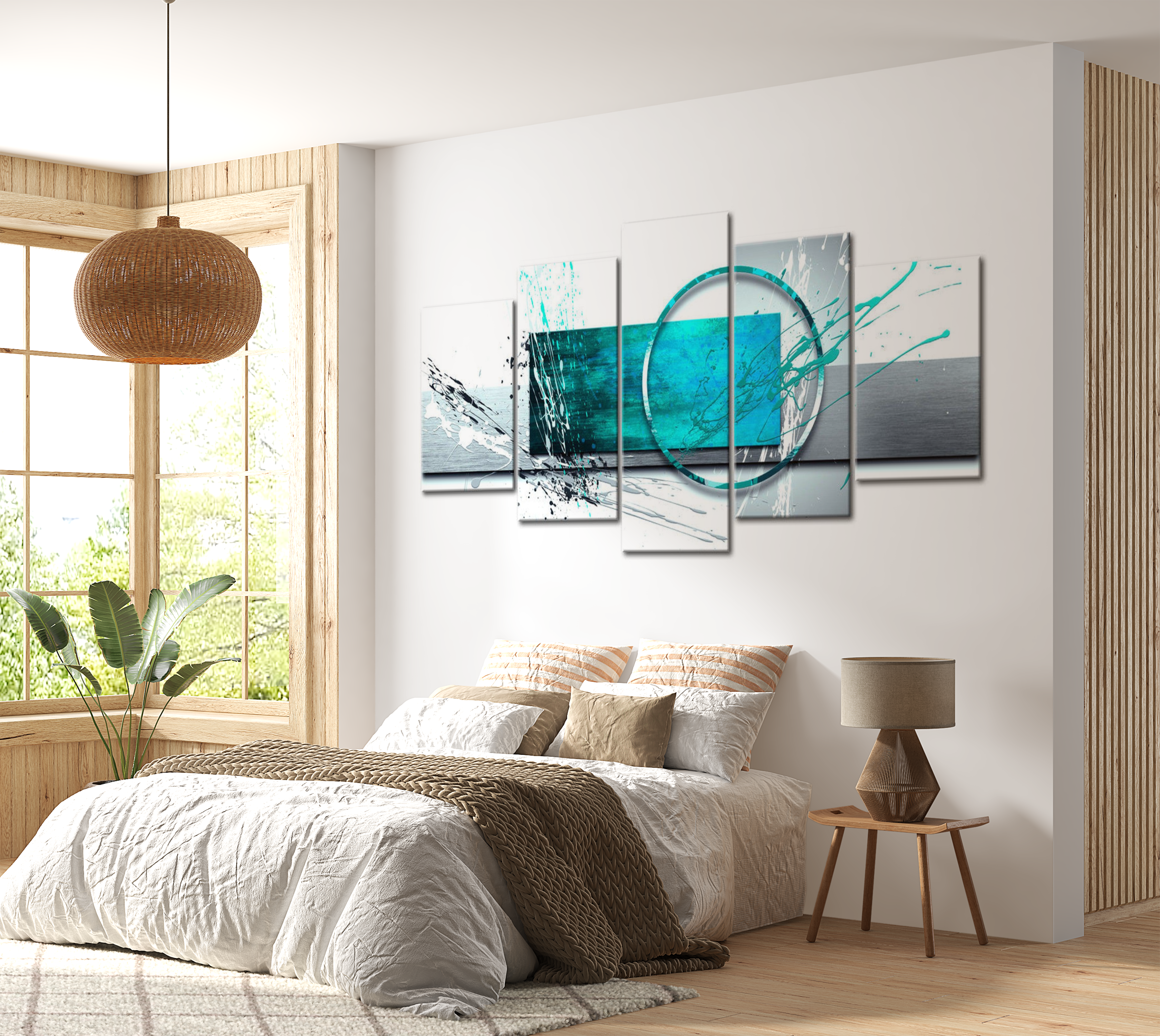 Stretched Canvas Glamour Art - Turquoise Expression 40"Wx20"H