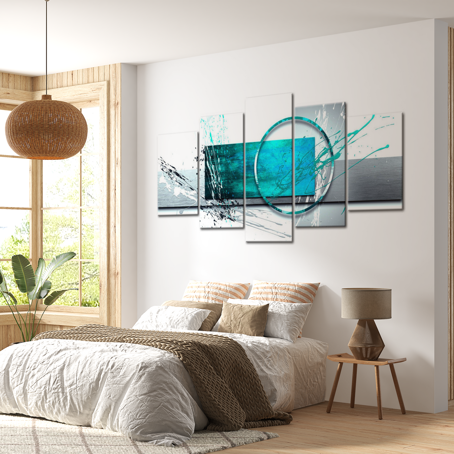 Stretched Canvas Glamour Art - Turquoise Expression 40"Wx20"H