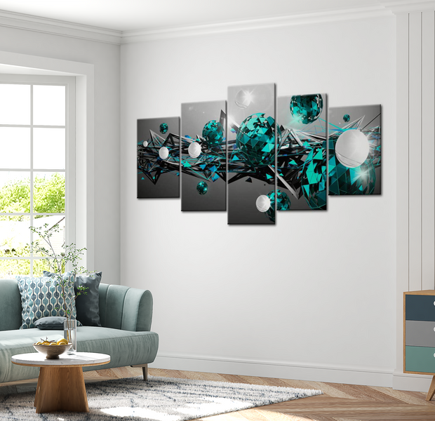 Glam Canvas Wall Art - Turquoise Solar System - 5 Pieces