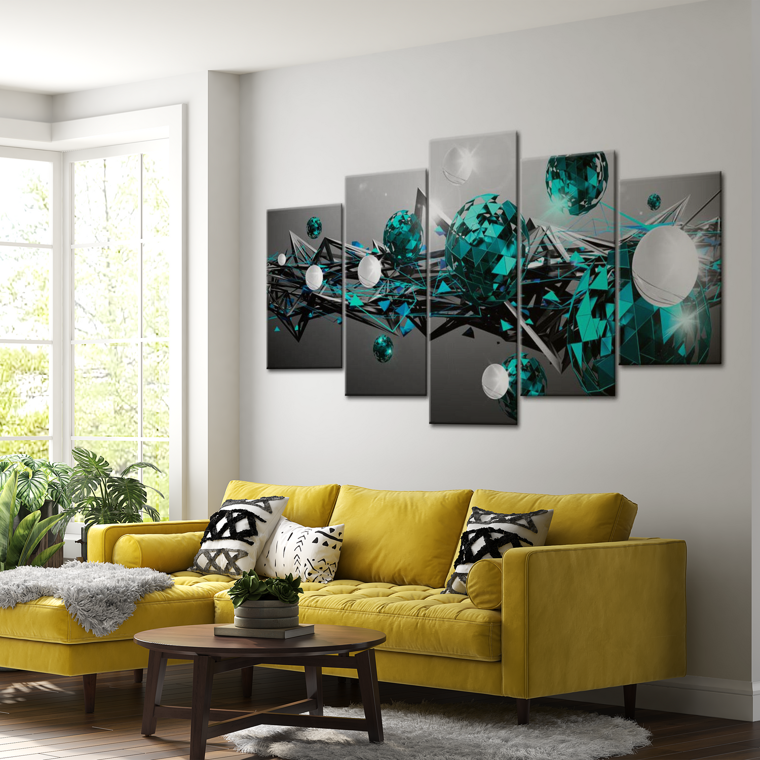 Stretched Canvas Glamour Art - Turquoise Solar System 40"Wx20"H