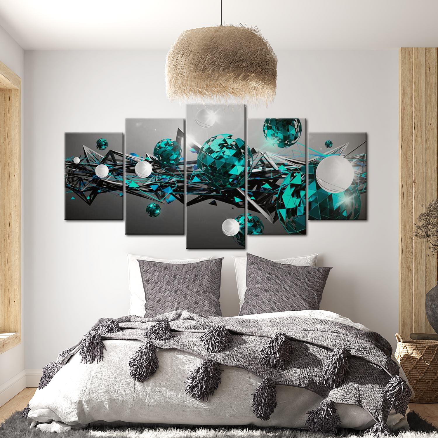 Stretched Canvas Glamour Art - Turquoise Solar System 40"Wx20"H
