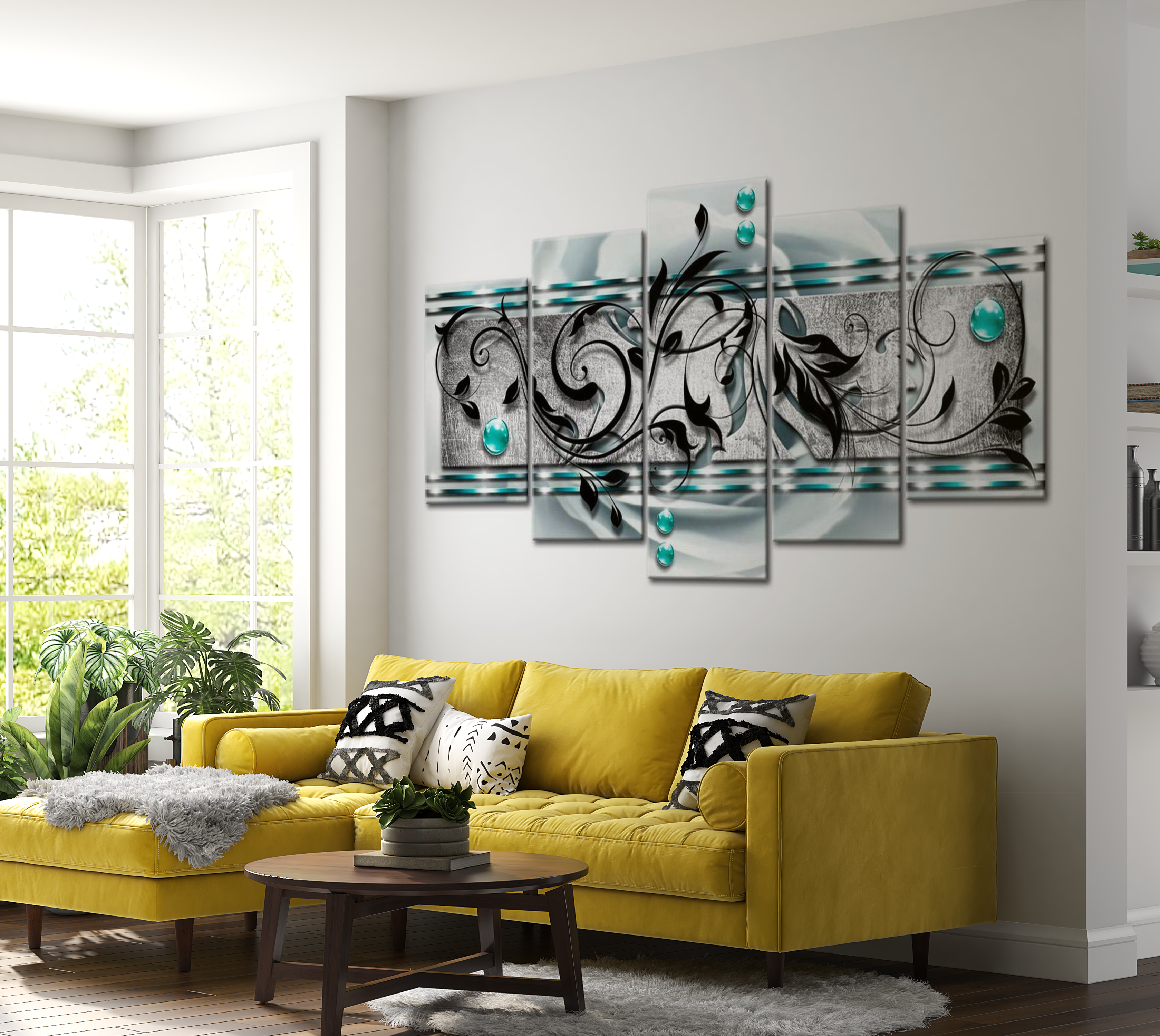 Stretched Canvas Glamour Art - Turquoise Ambivalence 40"Wx20"H