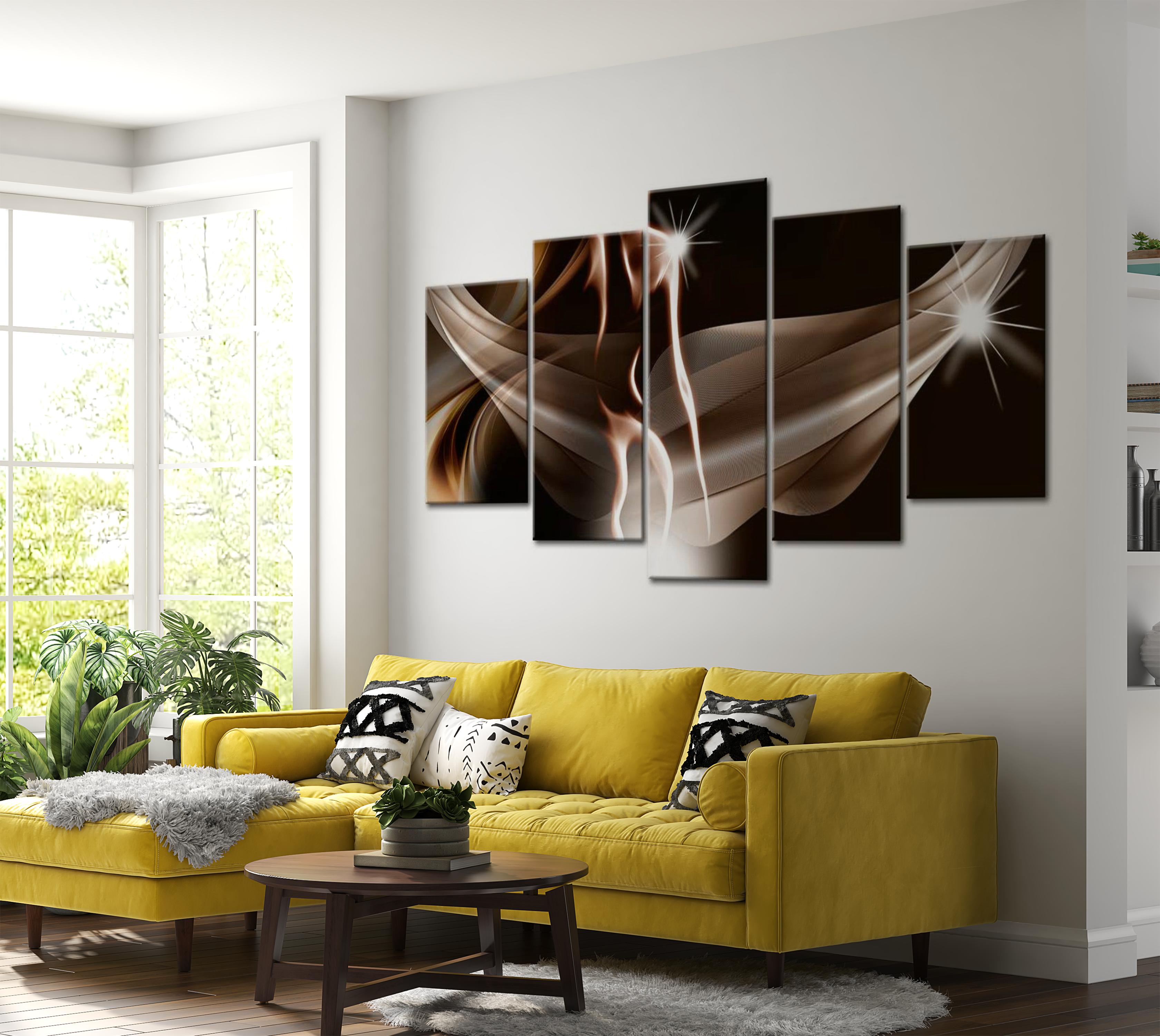 Glam Canvas Wall Art - Wave Of Elegance - 5 Pieces