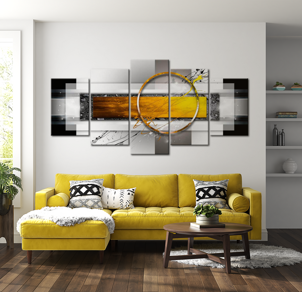 Glam Canvas Wall Art - Yellow Splash - 5 Pieces