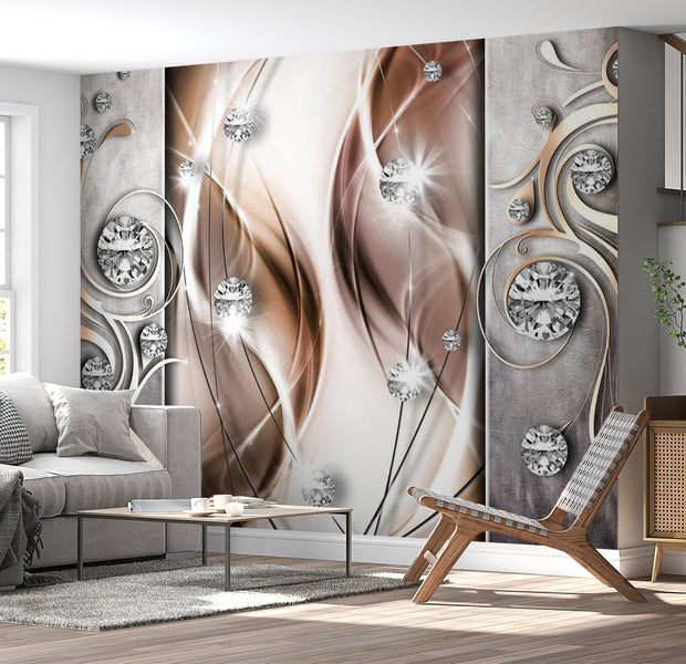 Glam Wallpaper Wall Mural - Brown And Diamonds 39"Wx27"H