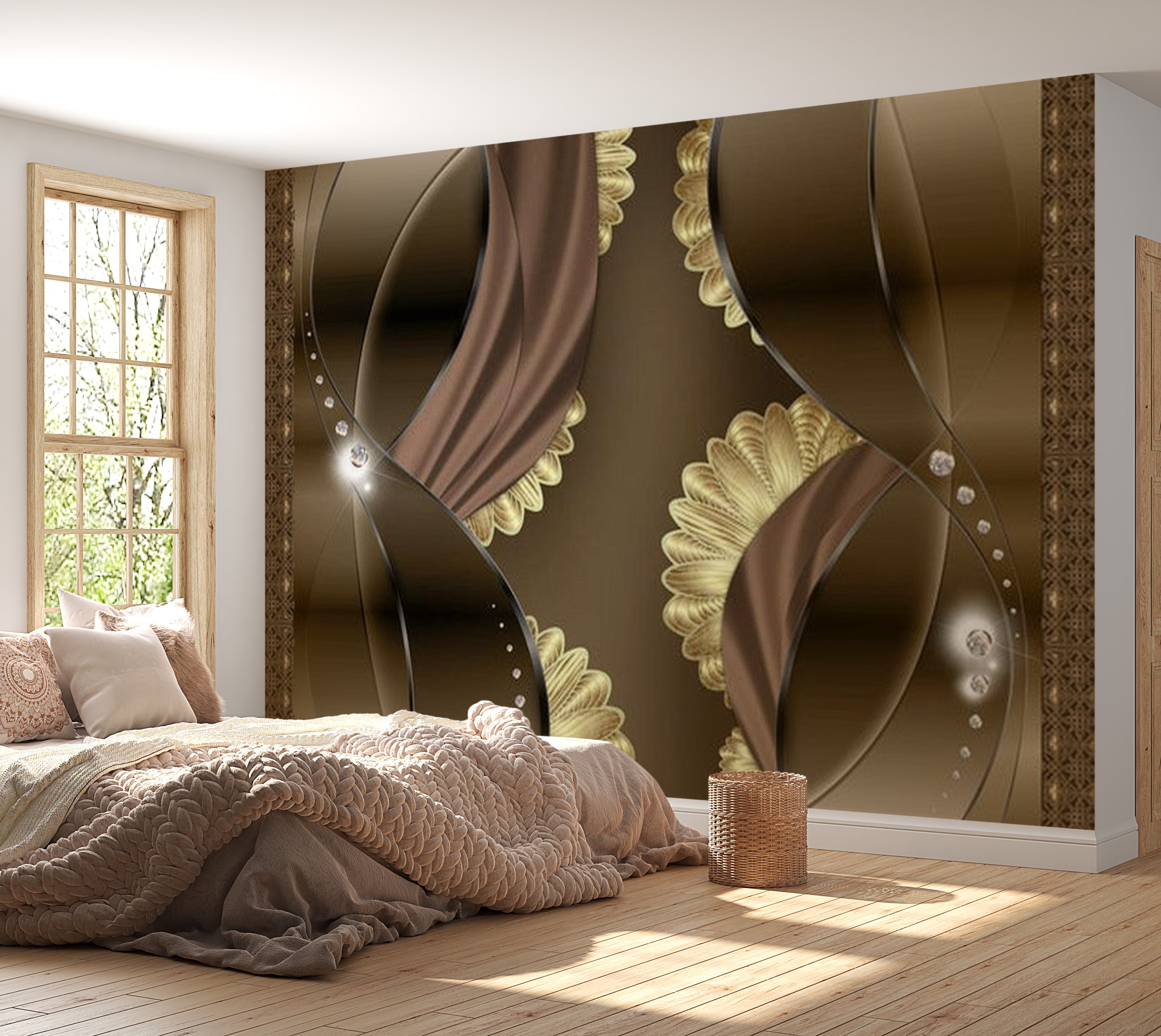 Glam Wallpaper Wall Mural - Hand-Held Fans 39"Wx27"H