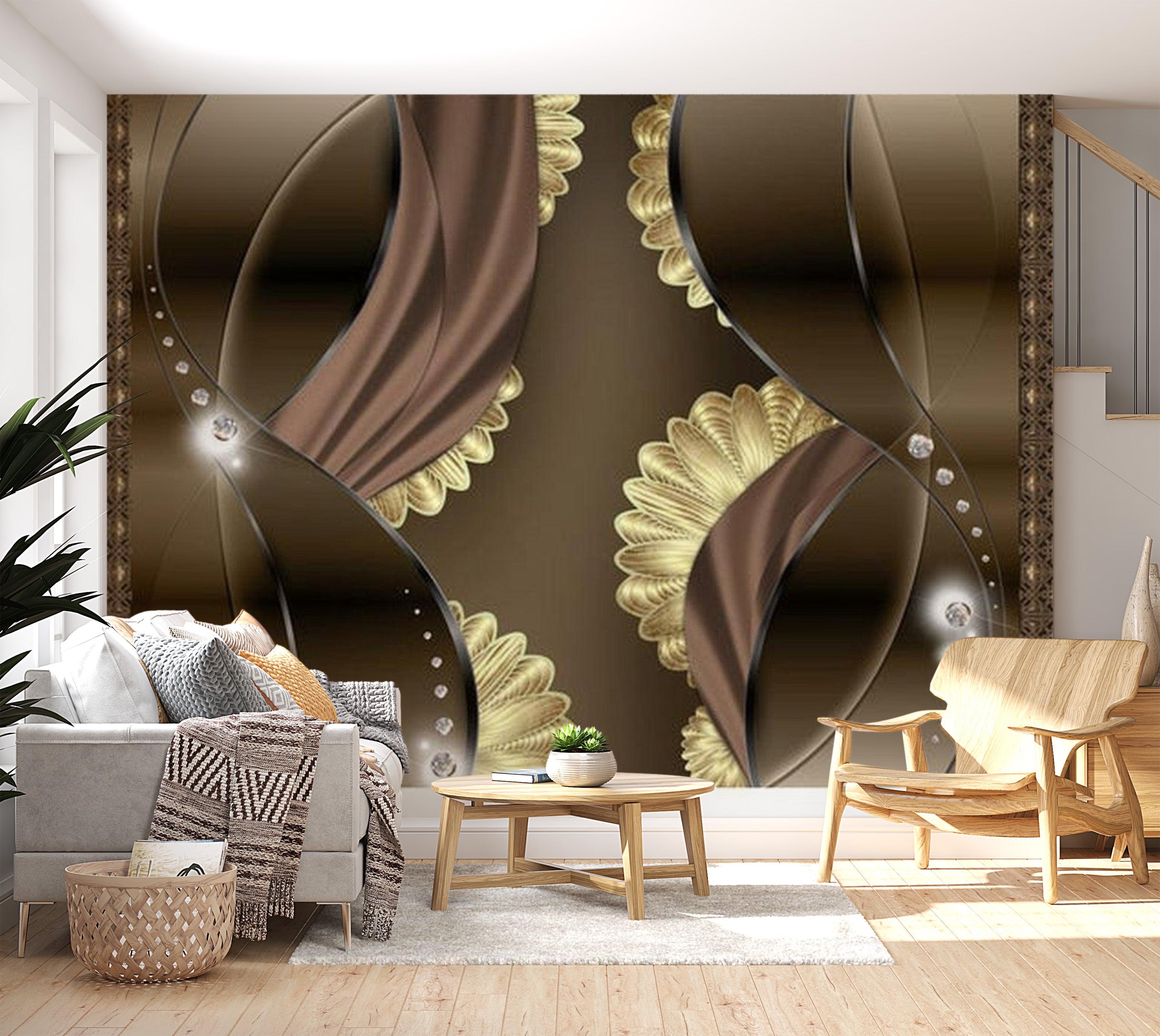 Glam Wallpaper Wall Mural - Hand-Held Fans 39"Wx27"H