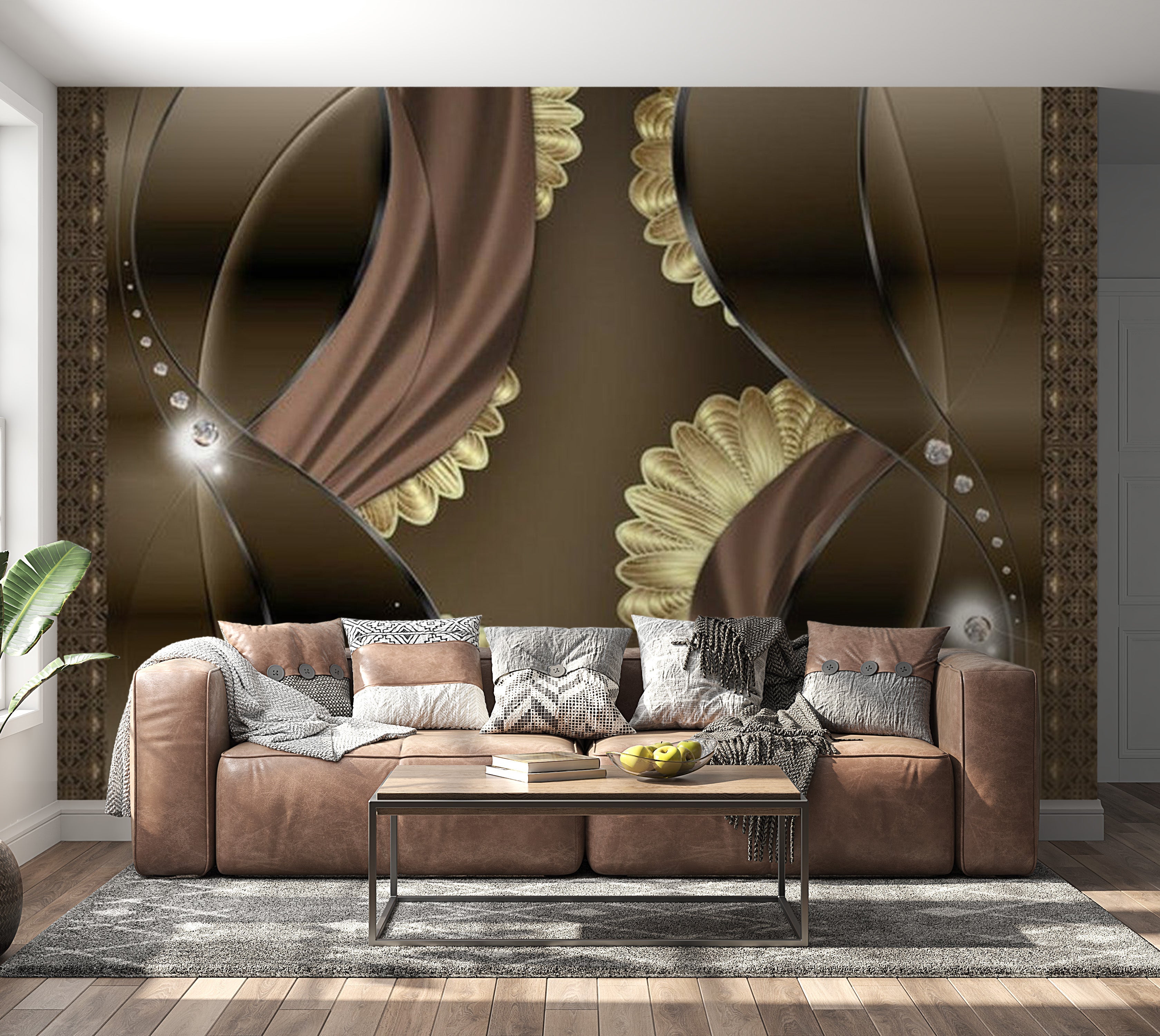 Glam Wallpaper Wall Mural - Hand-Held Fans 39"Wx27"H