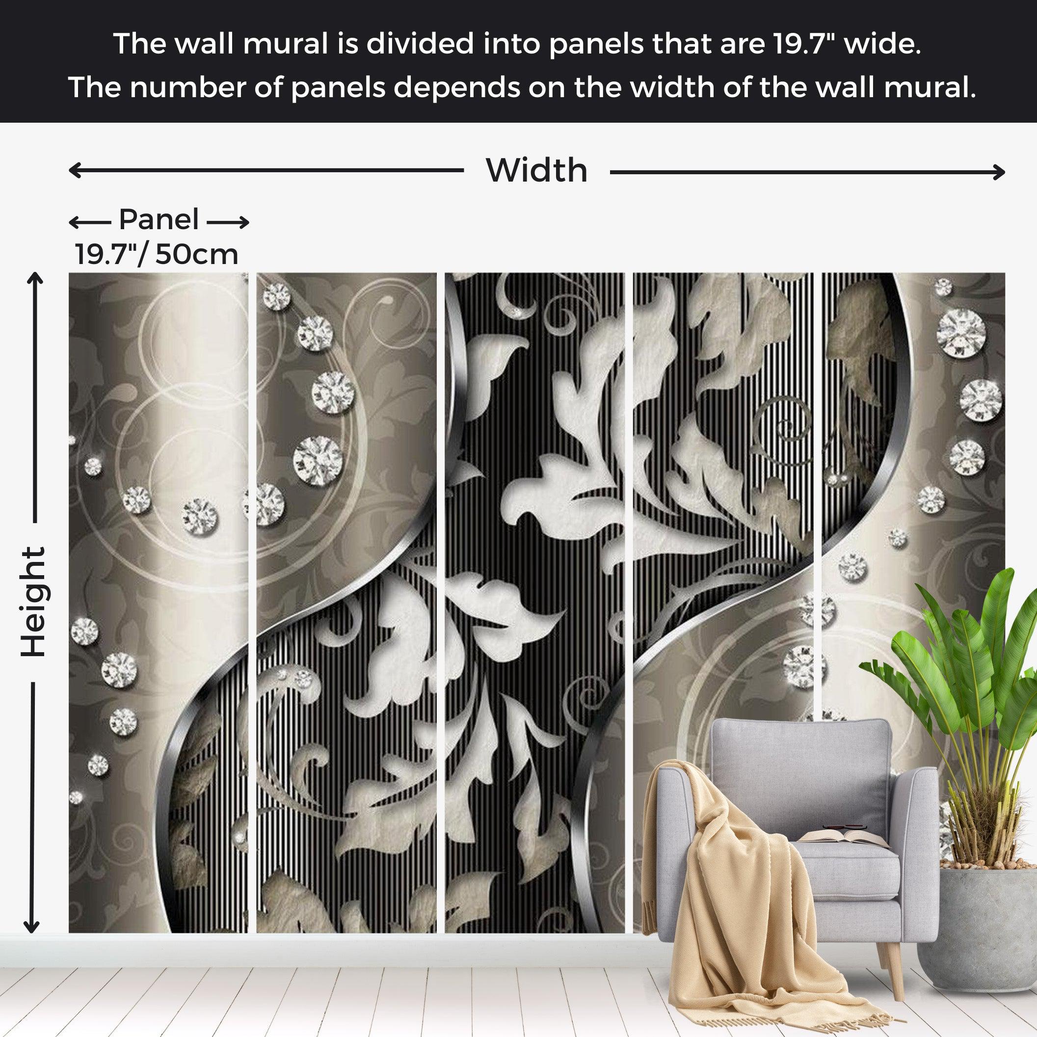 Glam Wallpaper Wall Mural - Diamond Leaves