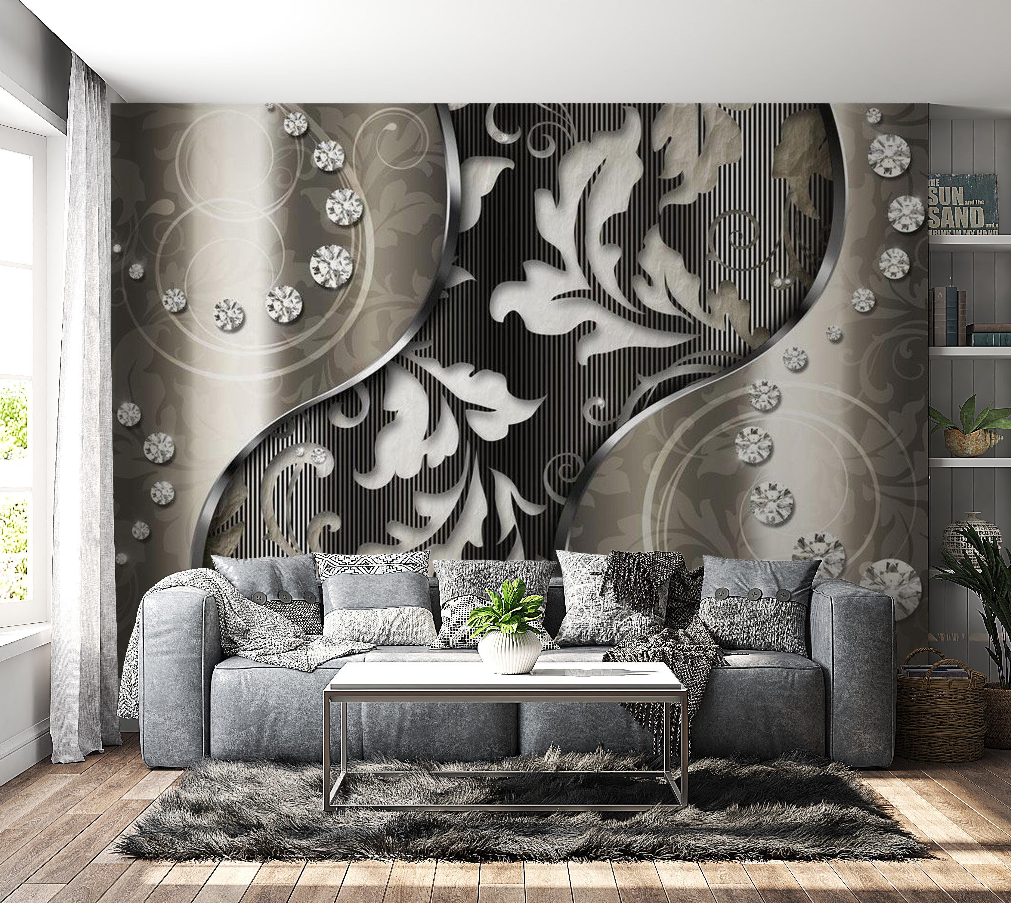 Glam Wallpaper Wall Mural - Diamond Leaves