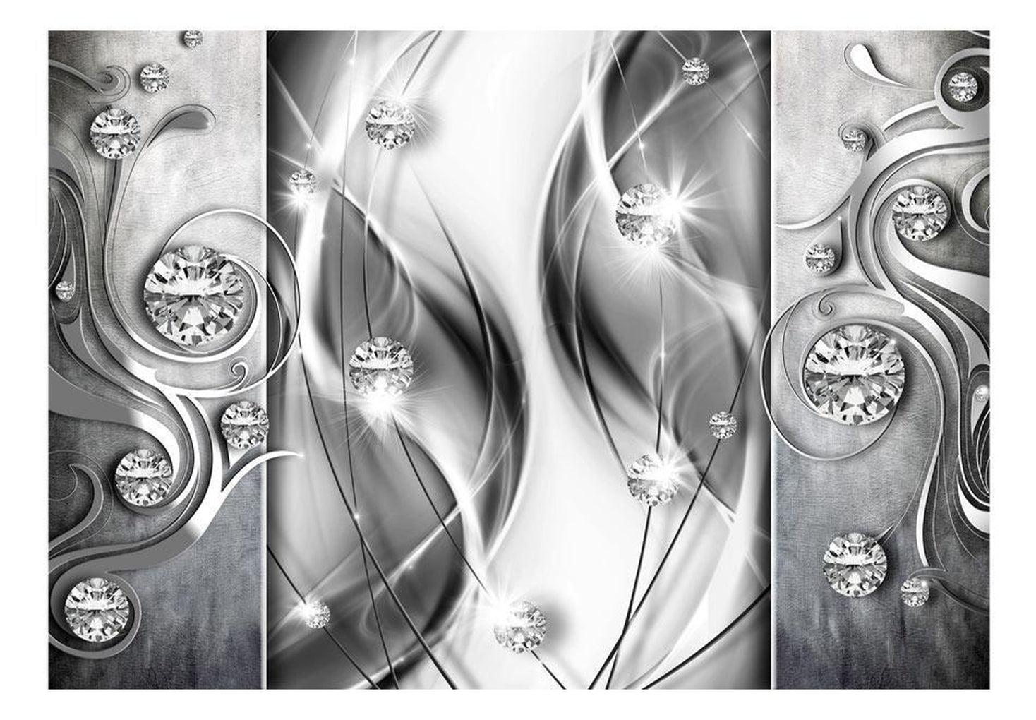 Glam Wallpaper Wall Mural - Diamonds In Silver