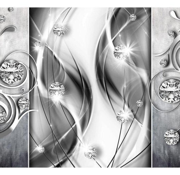 Glam Wallpaper Wall Mural - Diamonds In Silver
