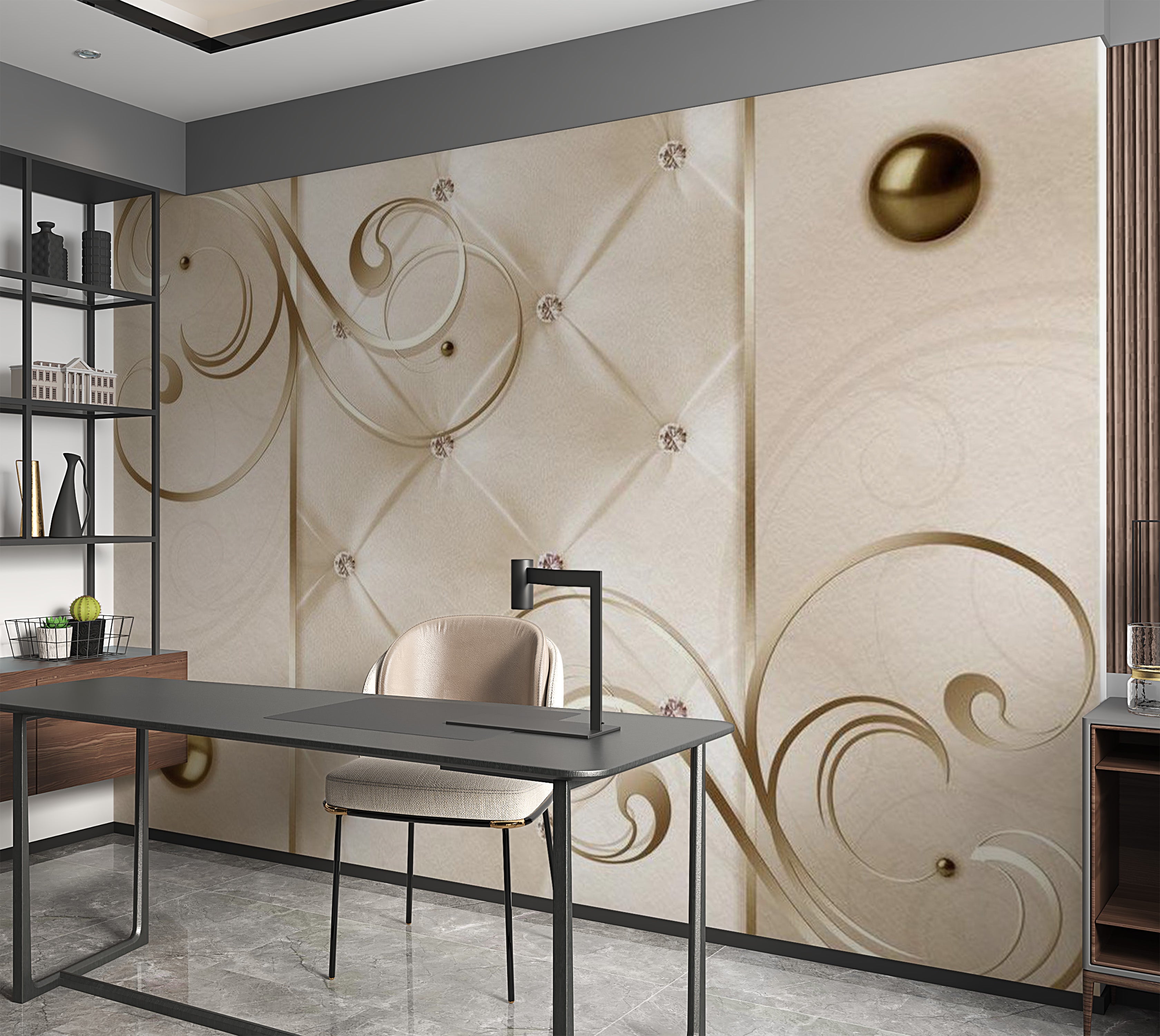 Glam Wallpaper Wall Mural - Elegant Accent 39"Wx27"H