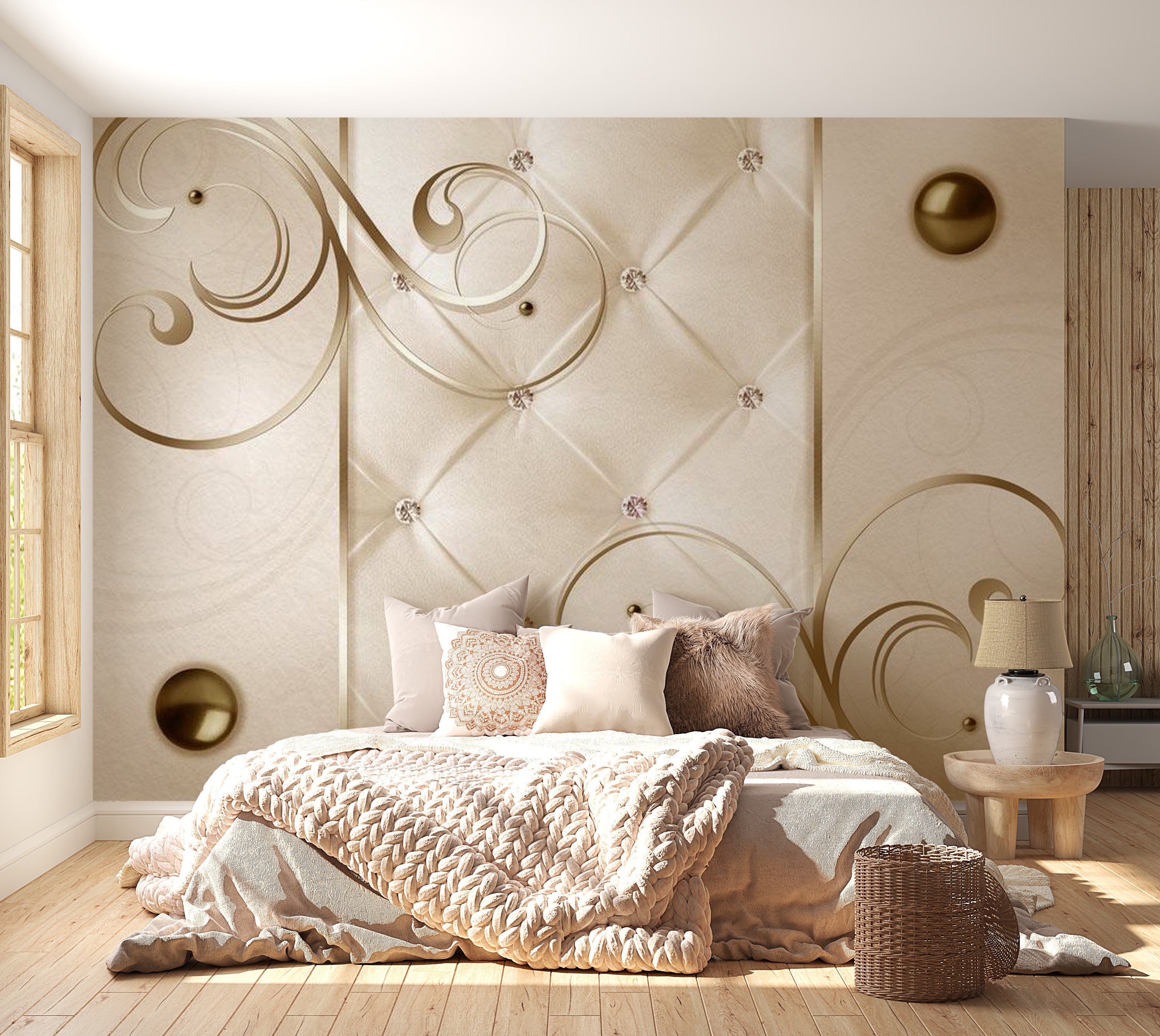 Glam Wallpaper Wall Mural - Elegant Accent 39"Wx27"H