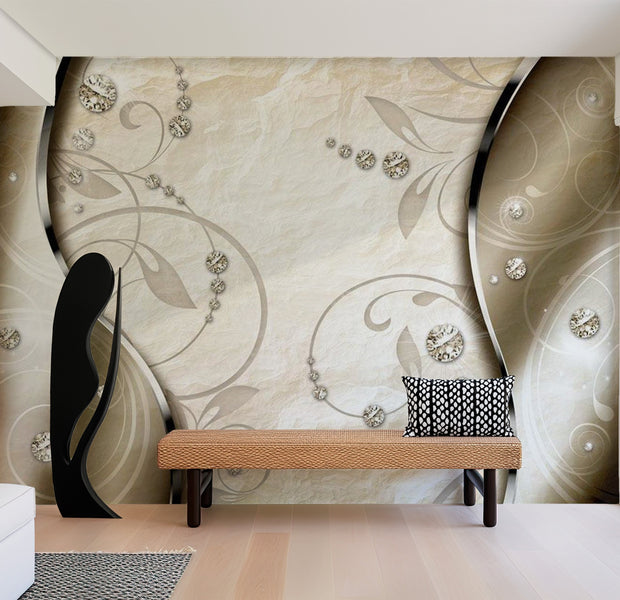 Glam Wallpaper Wall Mural - Gold Ornament 39"Wx27"H