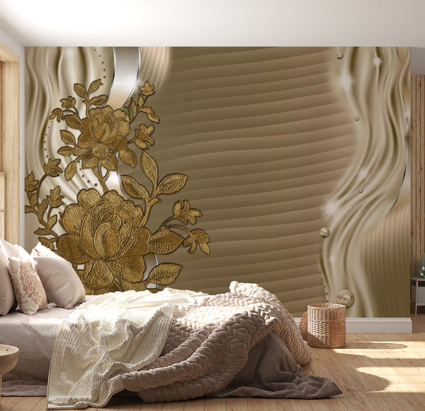 Glam Wallpaper Wall Mural - Golden Buds 39"Wx27"H