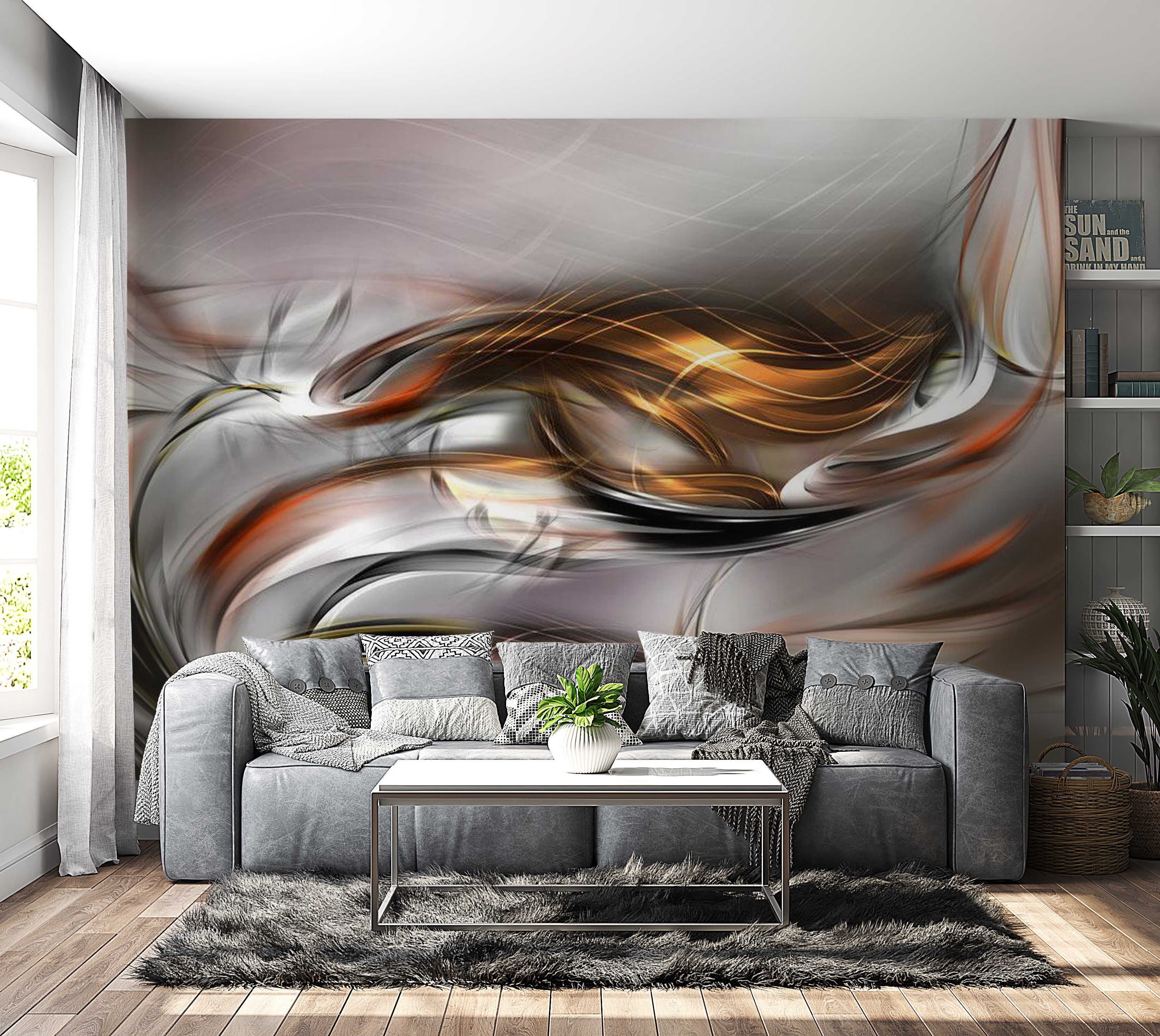 Glam Wallpaper Wall Mural - Golden Cloud 39"Wx27"H