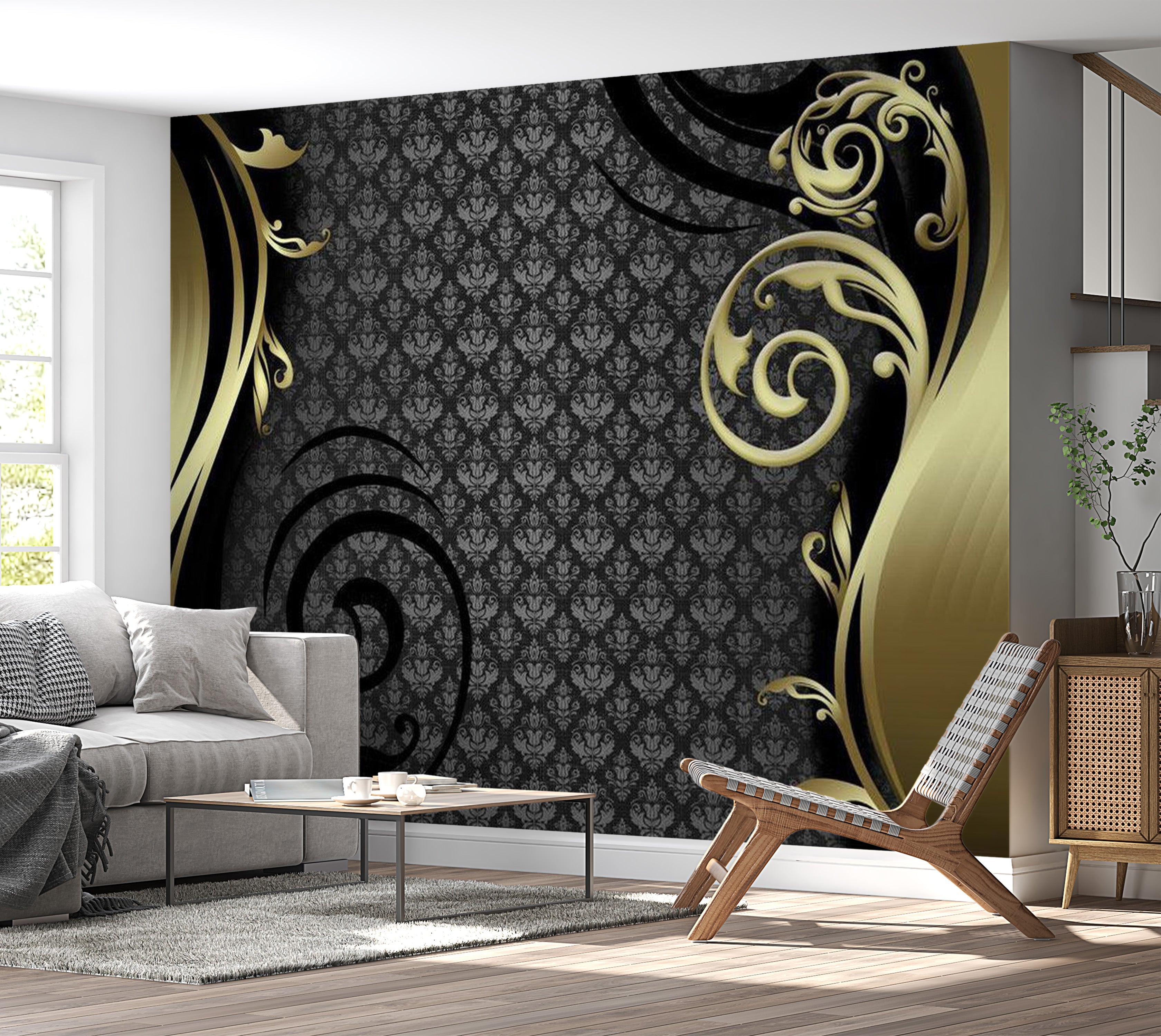 Glam Wallpaper Wall Mural - Golden Curtain 39"Wx27"H