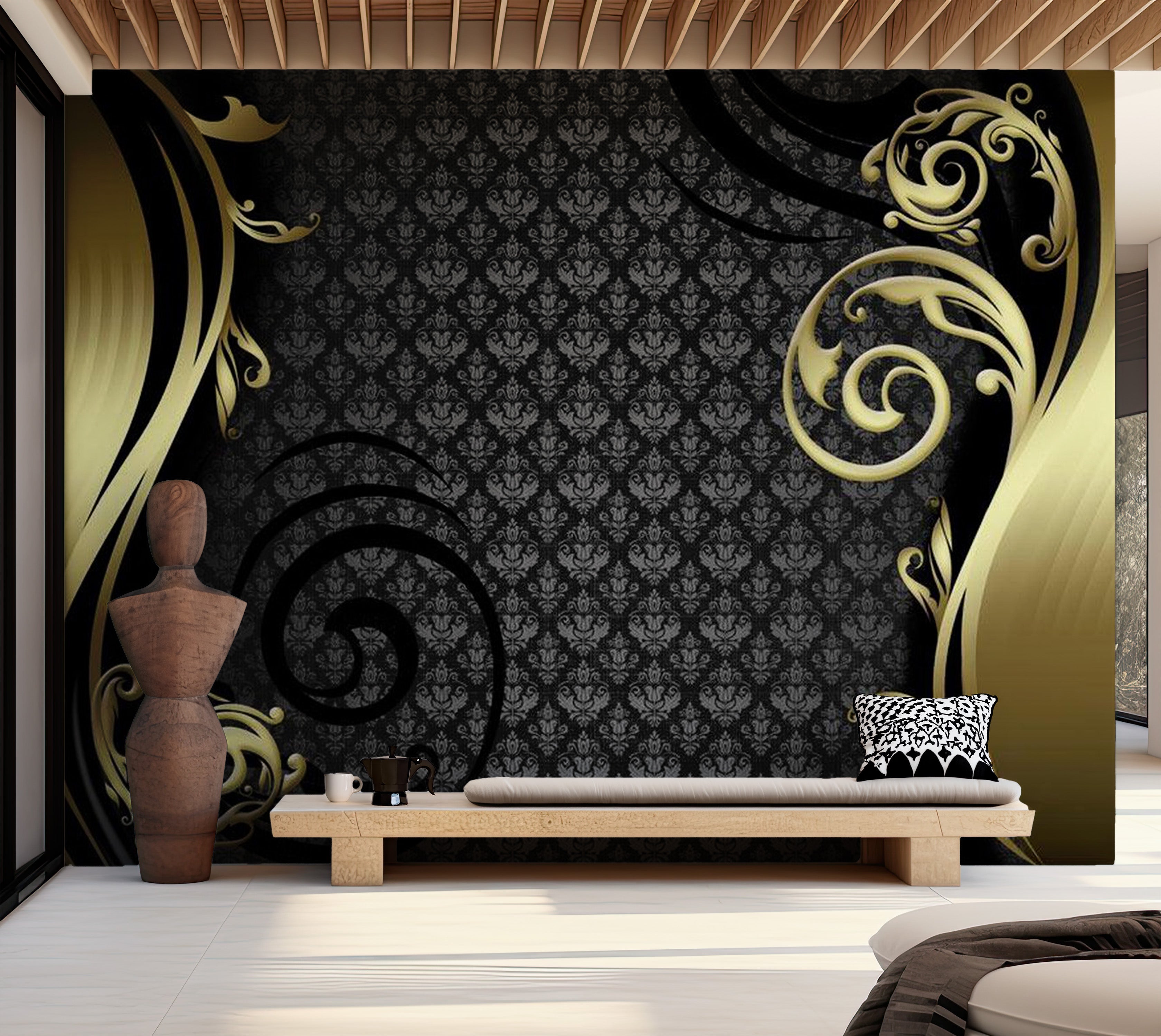 Glam Wallpaper Wall Mural - Golden Curtain 39"Wx27"H