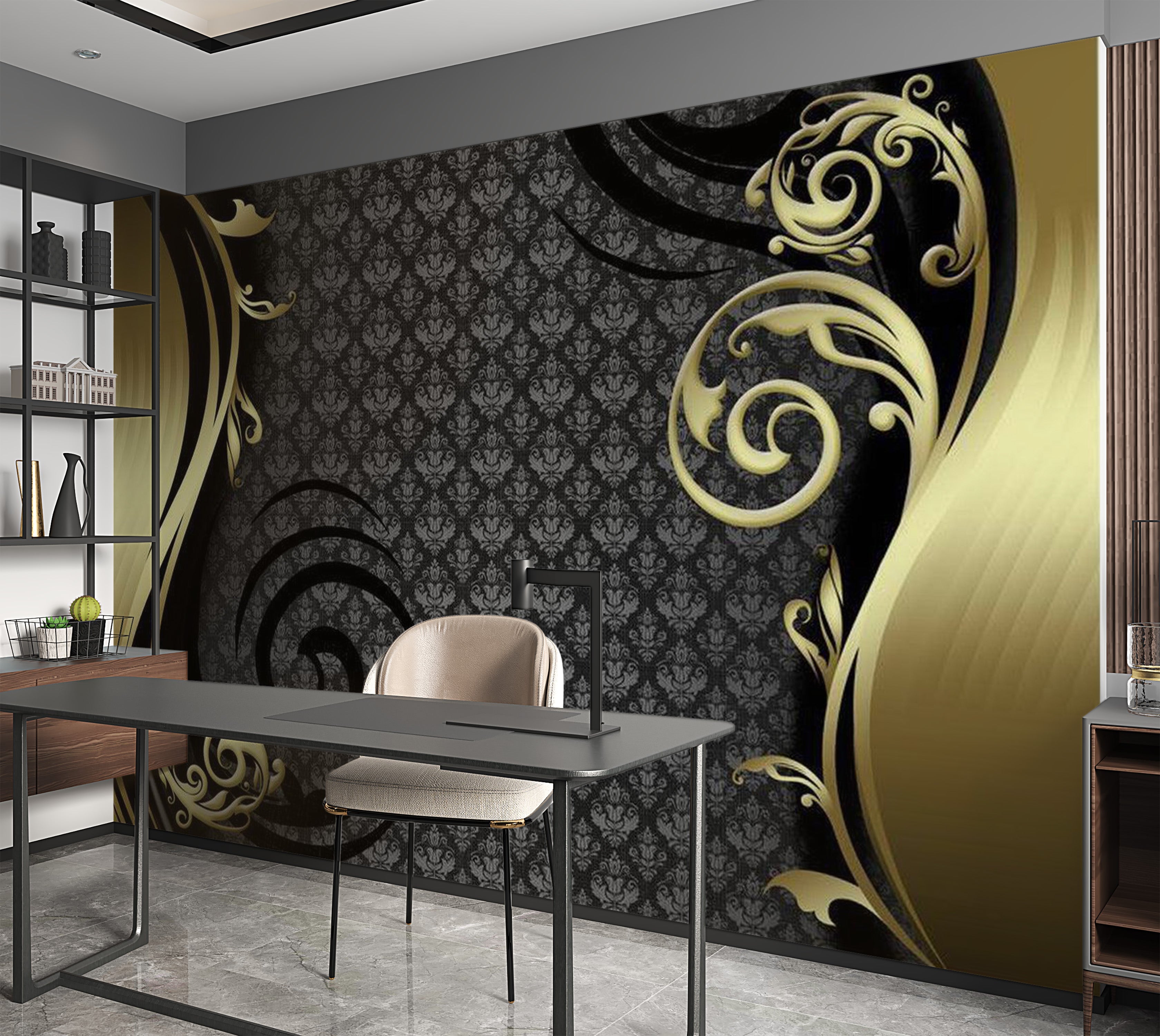 Glam Wallpaper Wall Mural - Golden Curtain 39"Wx27"H