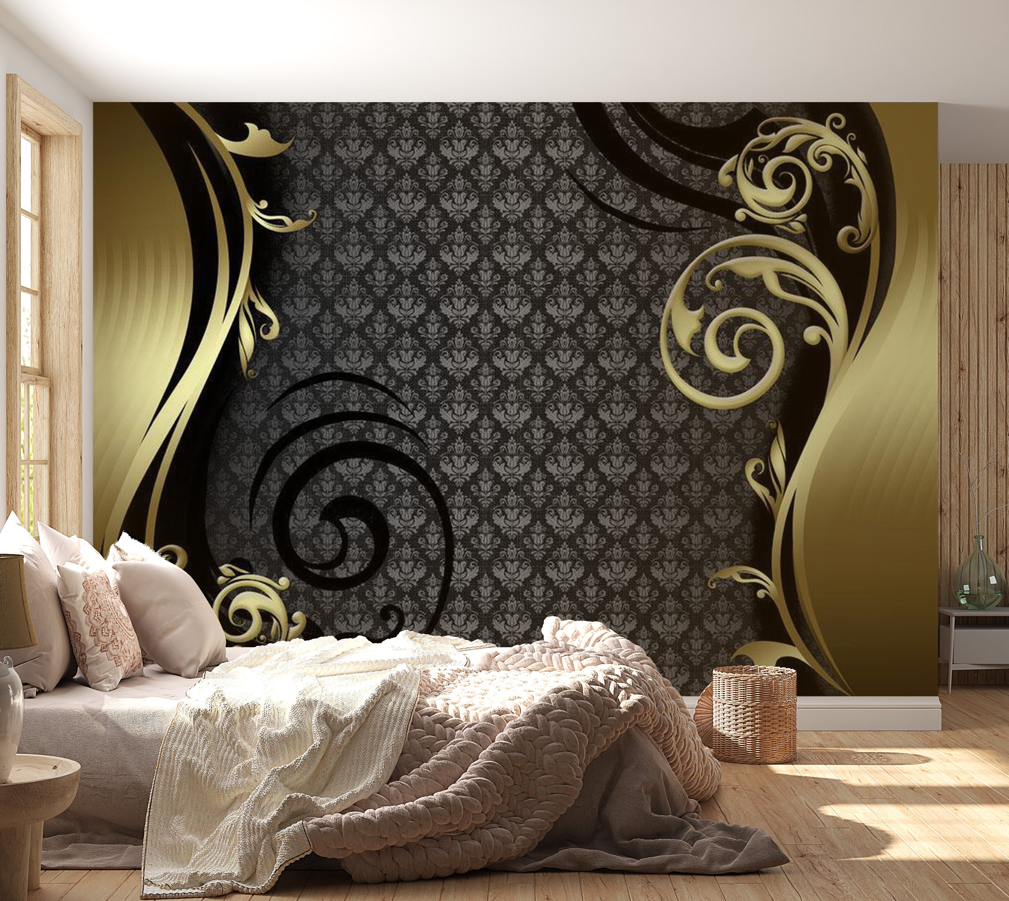 Glam Wallpaper Wall Mural - Golden Curtain 39"Wx27"H