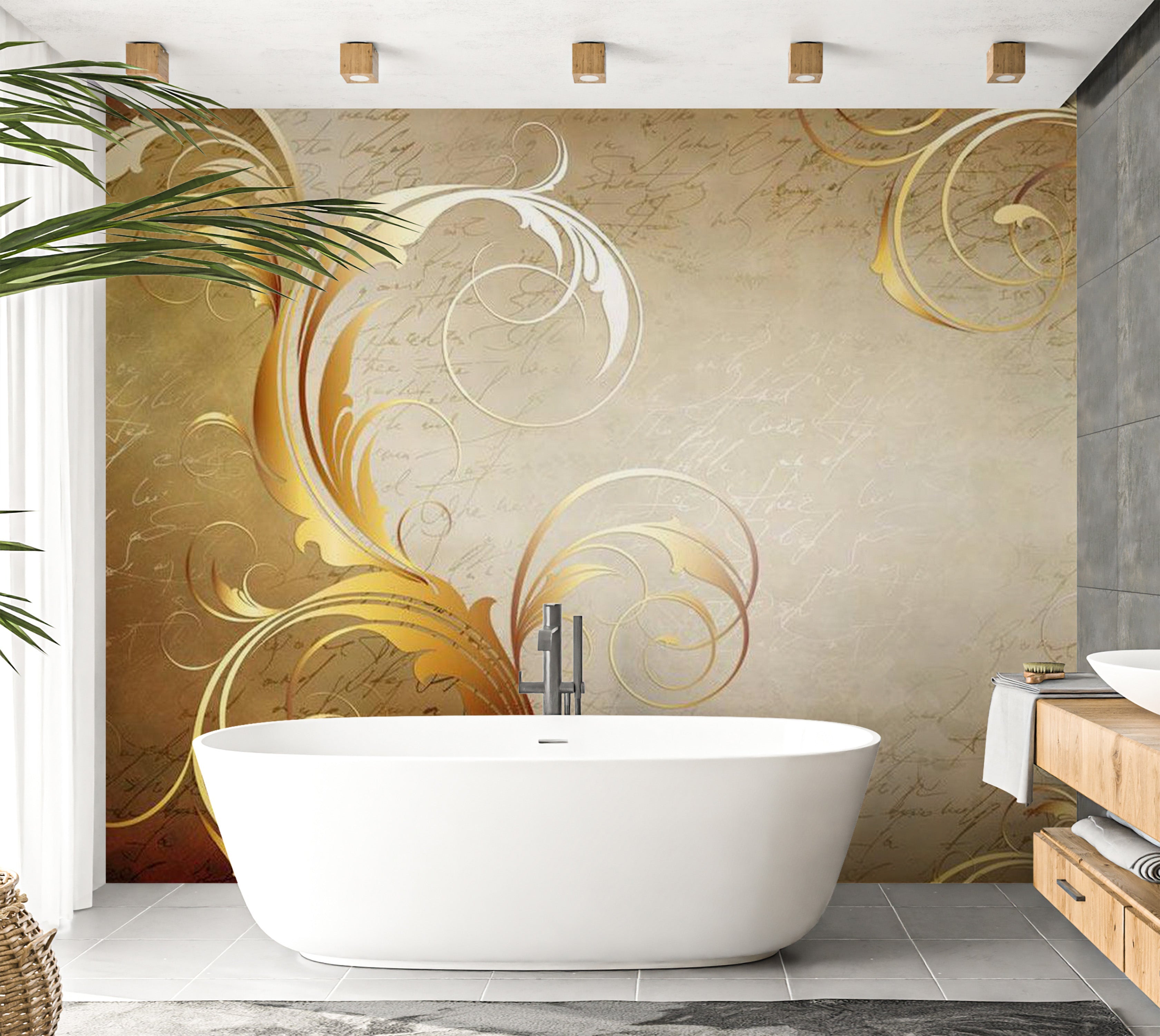 Glam Wallpaper Wall Mural - Gold Leaf 39"Wx27"H