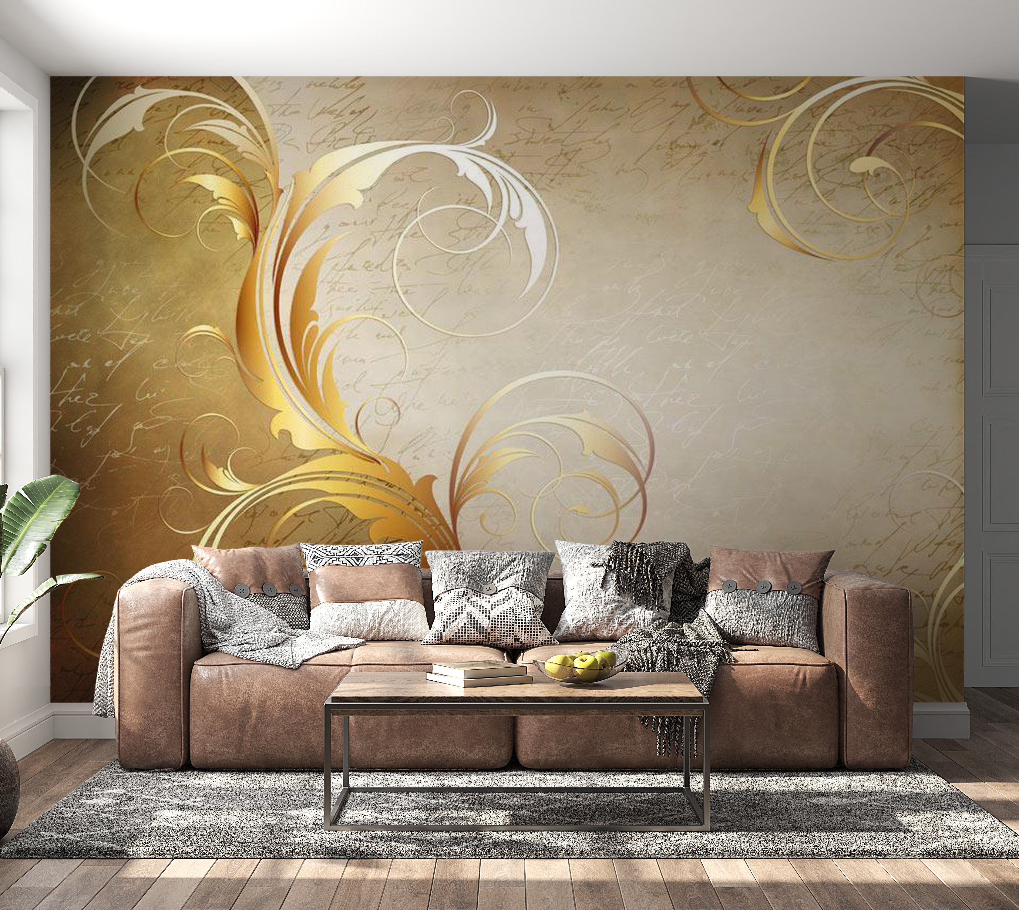 Glam Wallpaper Wall Mural - Gold Leaf 39"Wx27"H