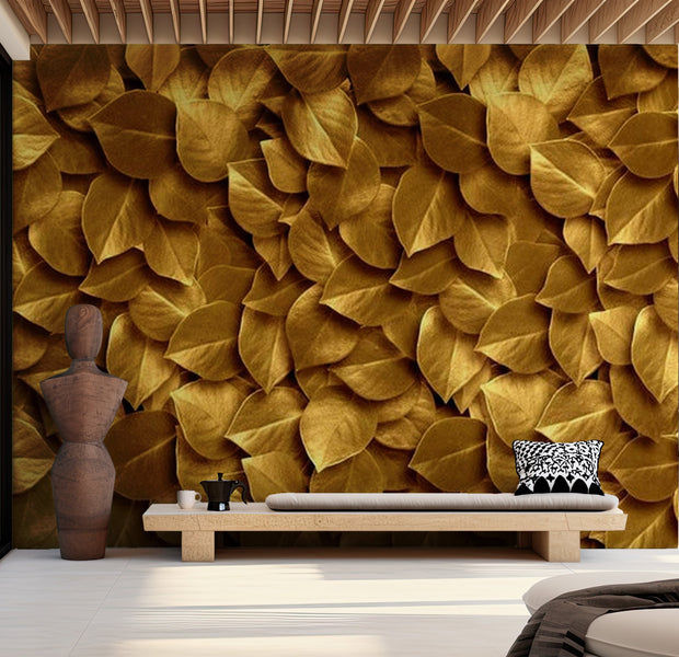 Glam Wallpaper Wall Mural - Golden Leaves 39"Wx27"H