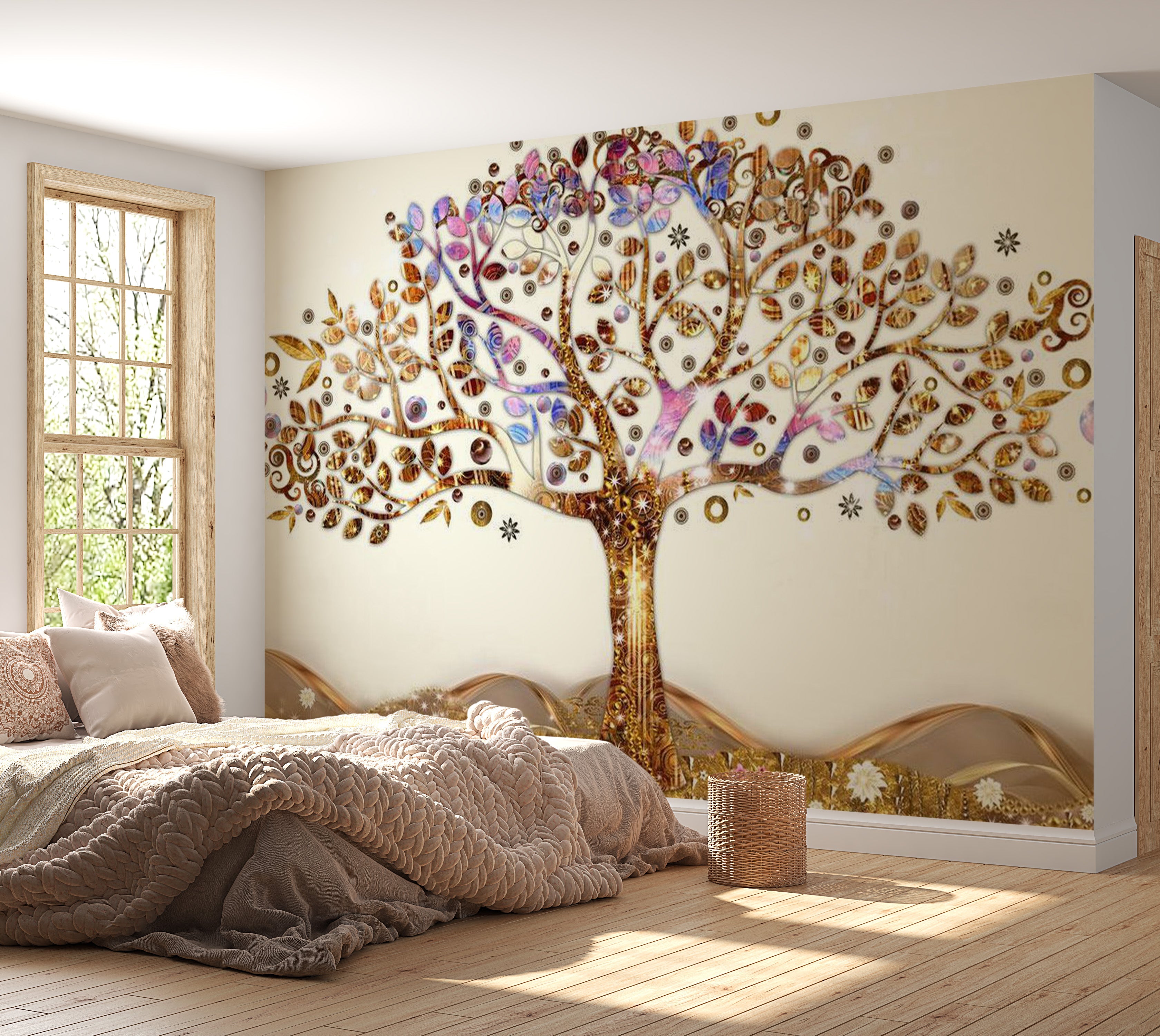 Glam Wallpaper Wall Mural - Golden Tree 39"Wx27"H