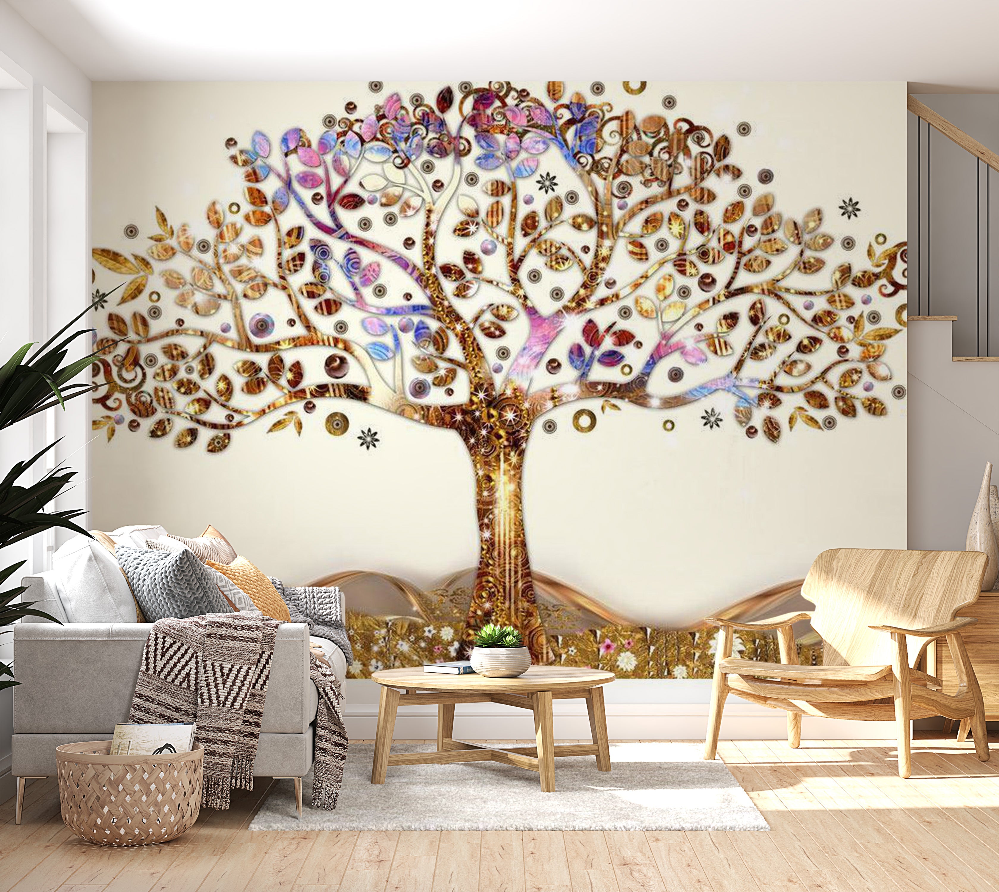 Glam Wallpaper Wall Mural - Golden Tree 39"Wx27"H