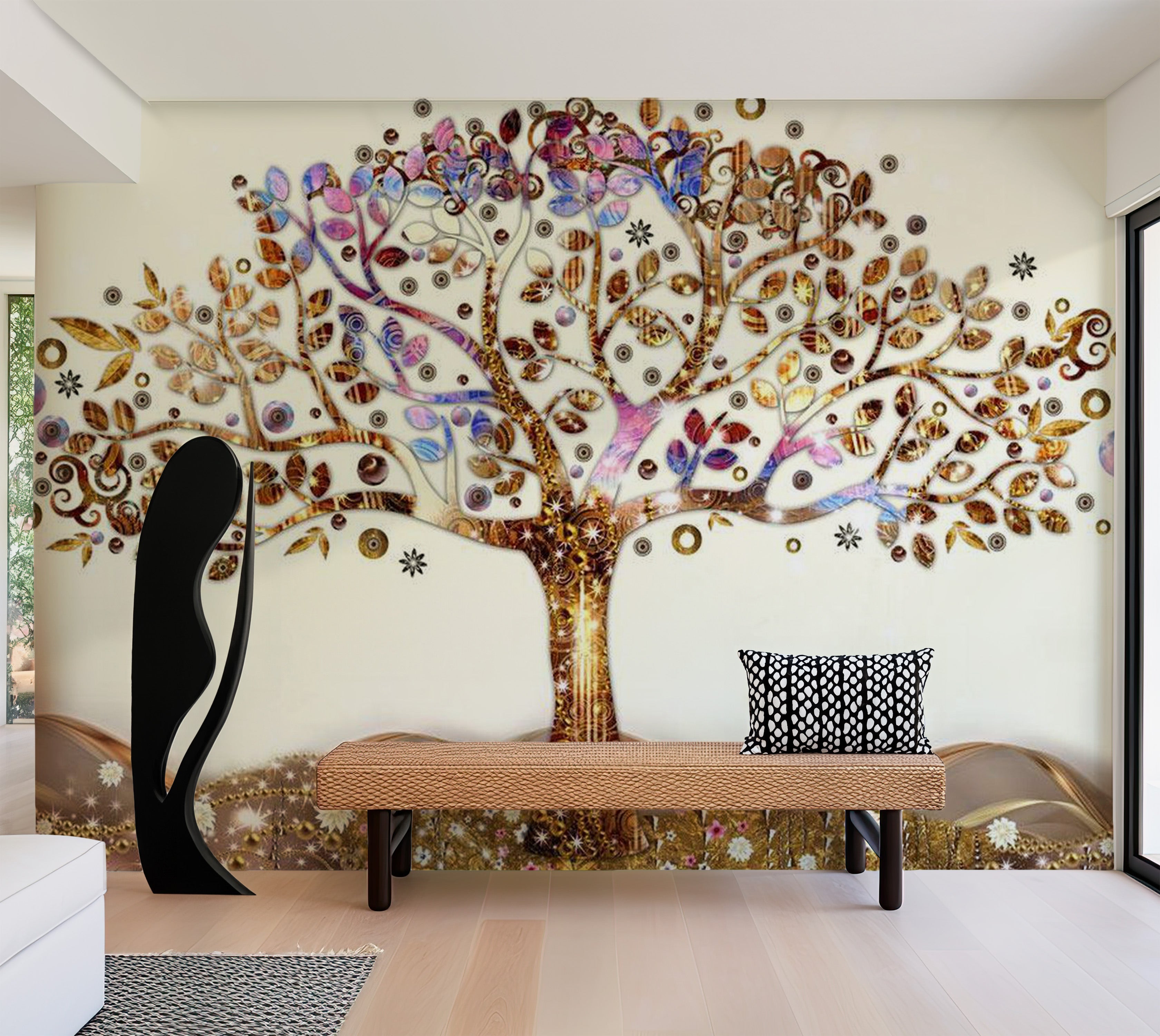 Glam Wallpaper Wall Mural - Golden Tree 39"Wx27"H