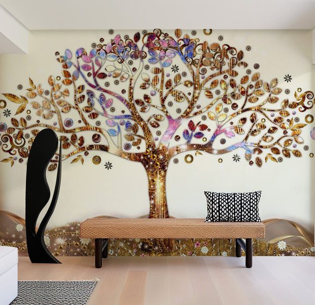 Glam Wallpaper Wall Mural - Golden Tree 39"Wx27"H
