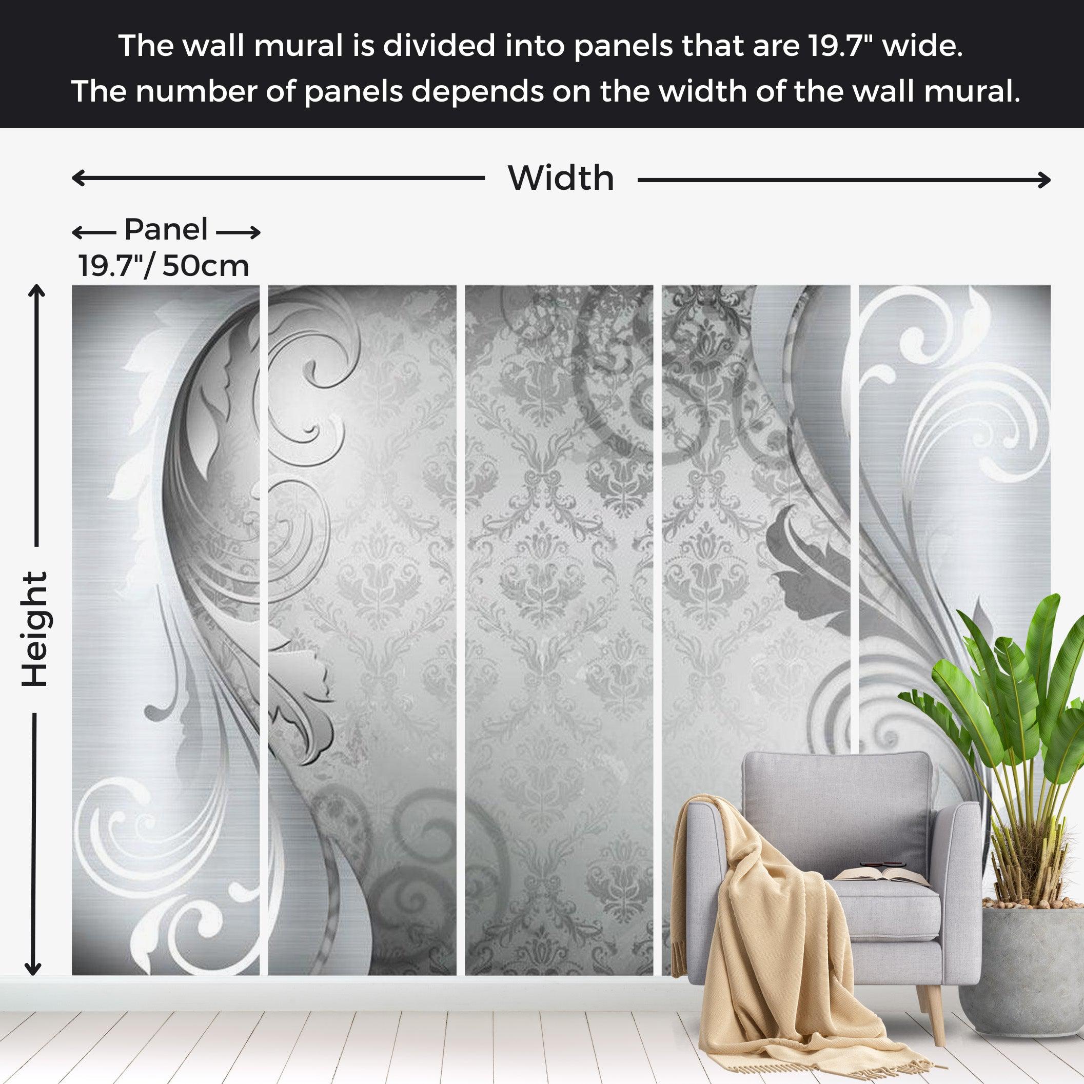 Glam Wallpaper Wall Mural - Grey Ornament