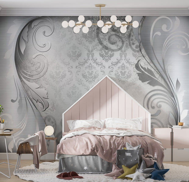 Glam Wallpaper Wall Mural - Gray Ornament 39"Wx27"H