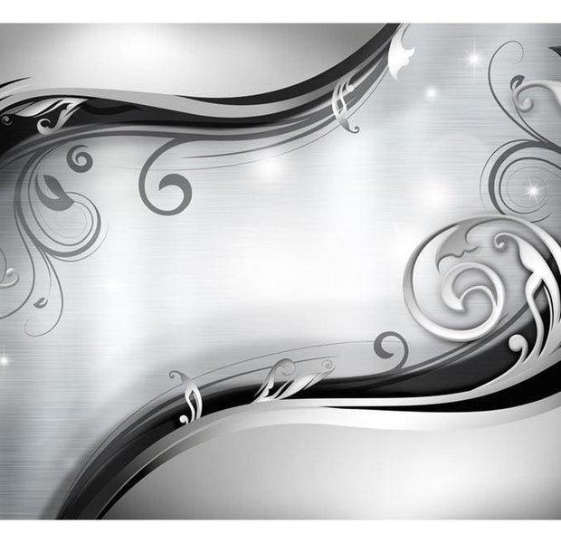 Glam Wallpaper Wall Mural - Grey Swirls