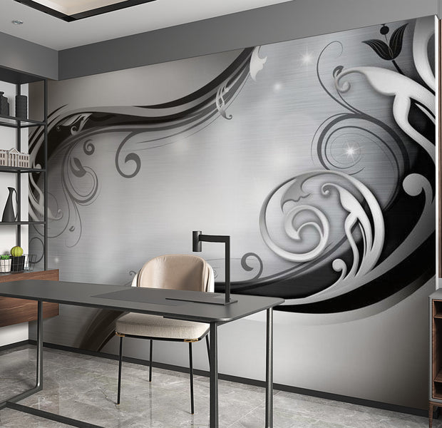 Glam Wallpaper Wall Mural - Grey Wall 39"Wx27"H
