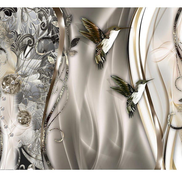 Glam Wallpaper Wall Mural - Hummingbirds Wave Brown