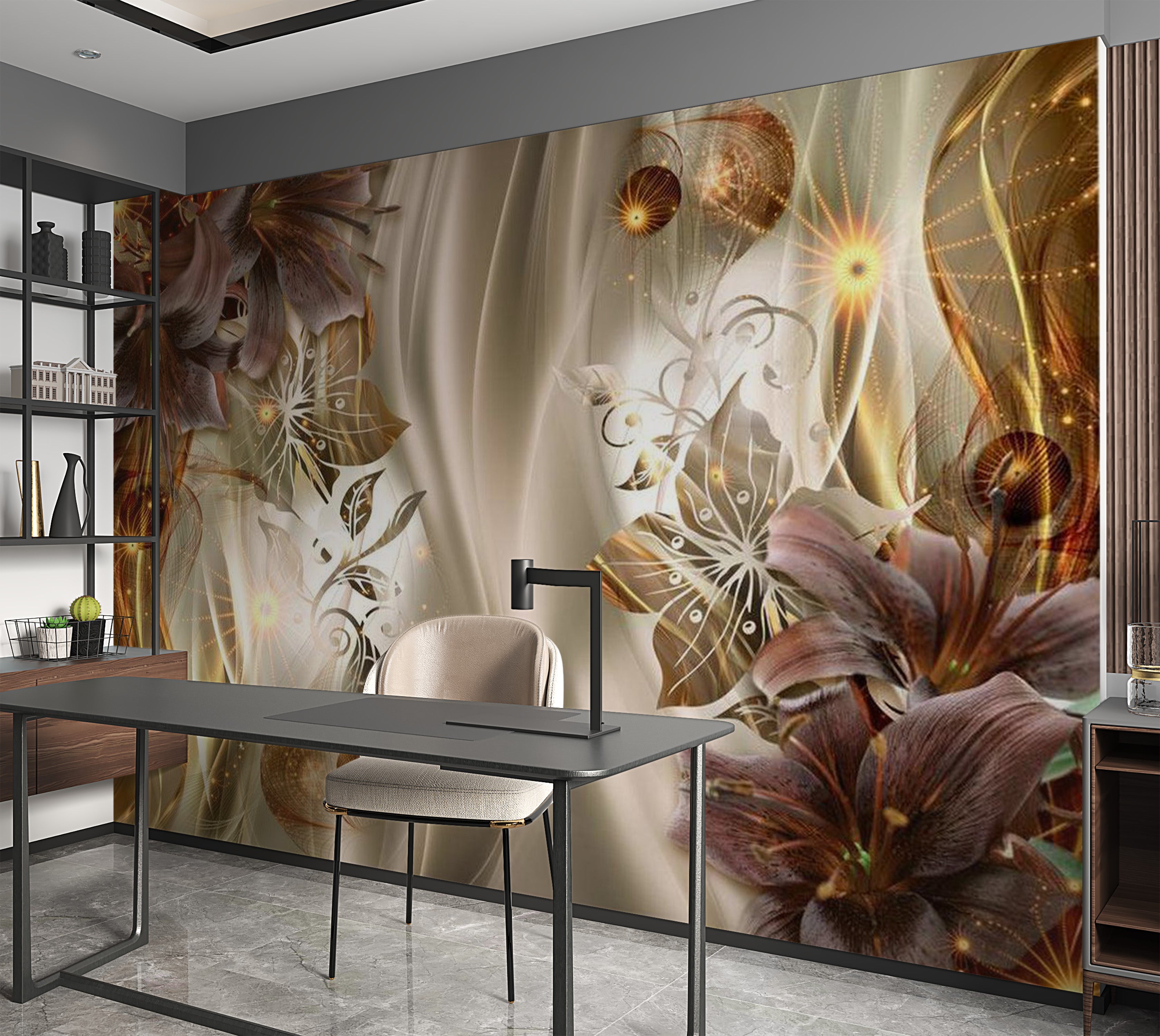 Glam Wallpaper Wall Mural - Amber Land 39"Wx27"H